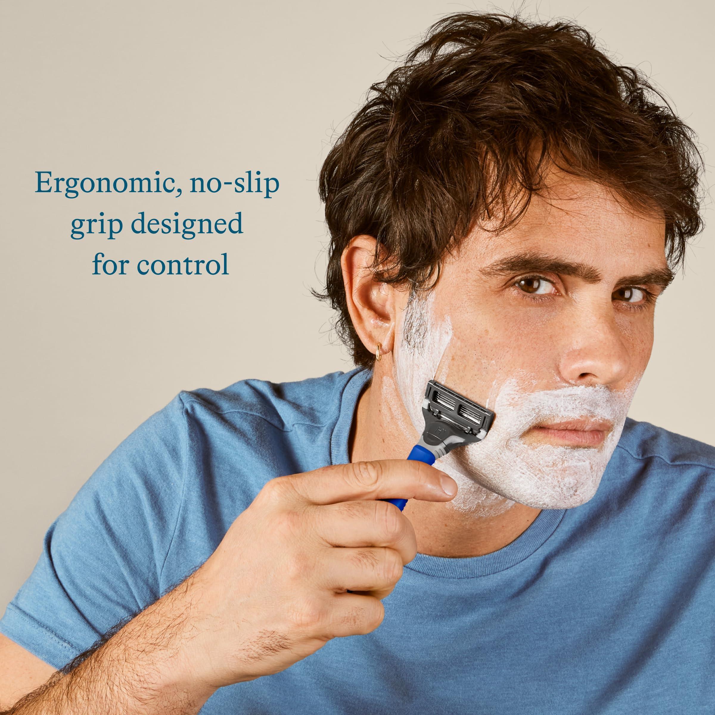 Harry's Shaving Kit for Men - Razor Handle and 3 Razor Blade Refill Cartridges - Ocean Blue - Image 2