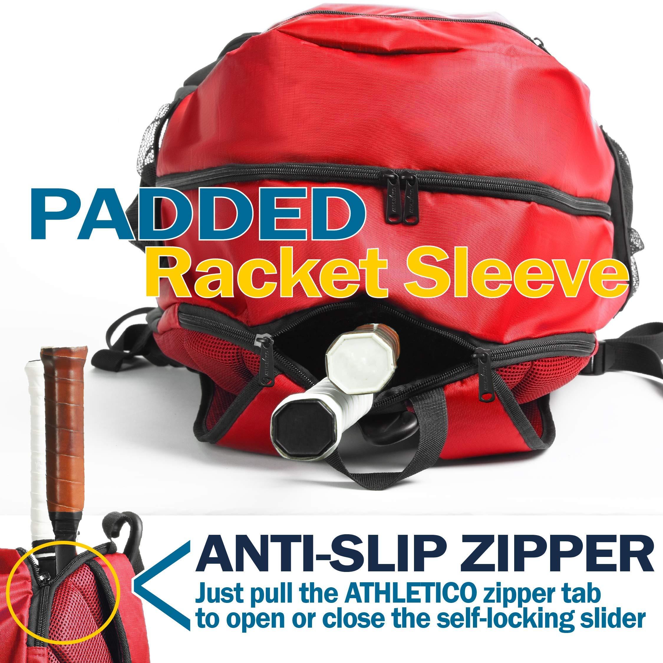 Athletico Premier Tennis Backpack - Tennis Bag Holds 2 Rackets in Padded Compartment | Separate Ventilated Shoe Compartment | Tennis Bags for Men or Women - Image 2