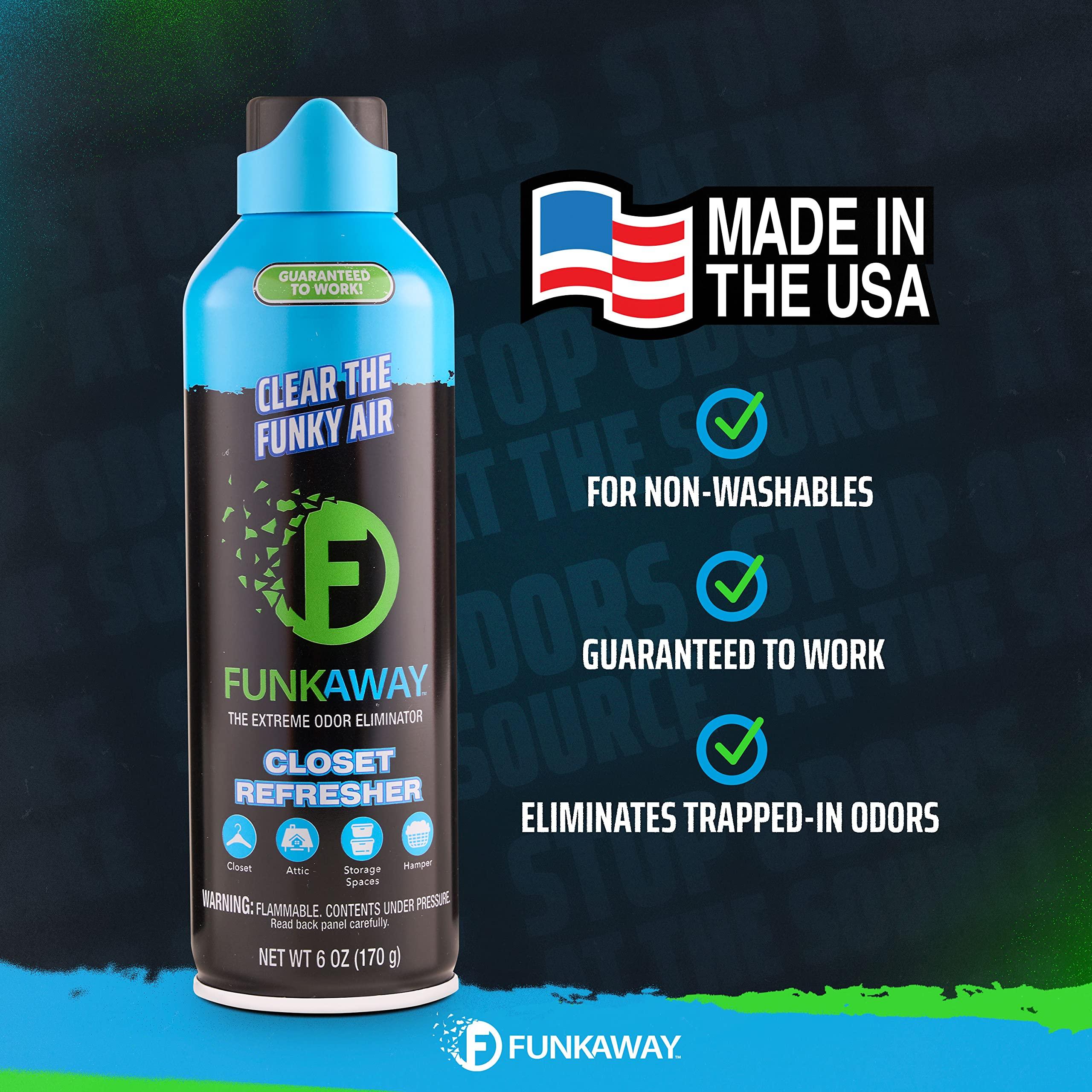 FunkAway Extreme Odor Eliminating Closet Refresher AeroSpray, 6 oz., Odor Eliminating Spray Removes Musty, Stuffy, Sweaty and Stinky Airborne Odors (Pack of 2) - Image 7