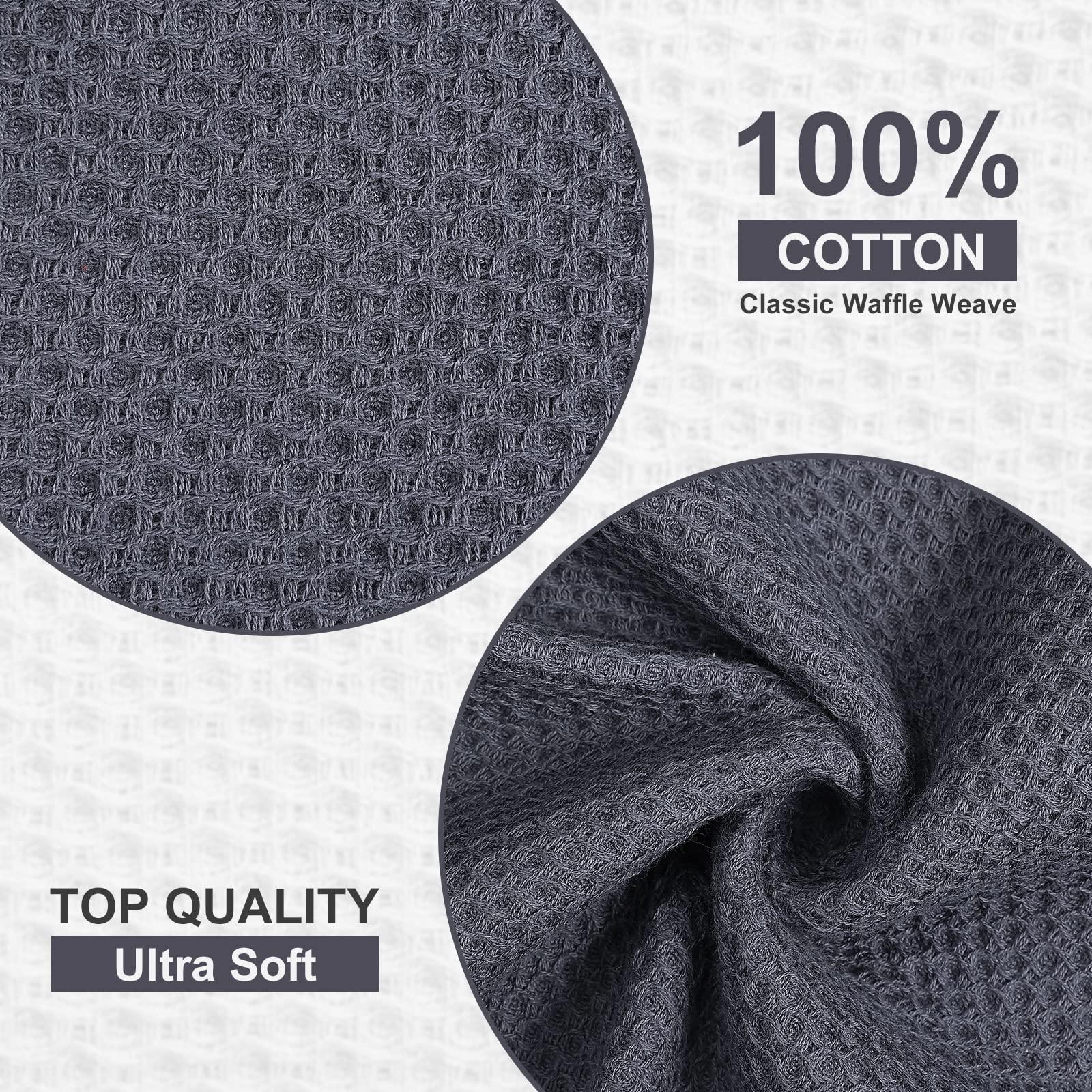 Kitinjoy 100% Cotton Kitchen Dish Cloths, 6 Pack Waffle Weave Ultra Soft Absorbent Dish Towels for Drying Dishes Quick Drying Kitchen Towels Dish Rags, 12 X 12 Inches, Dark Grey - Image 4