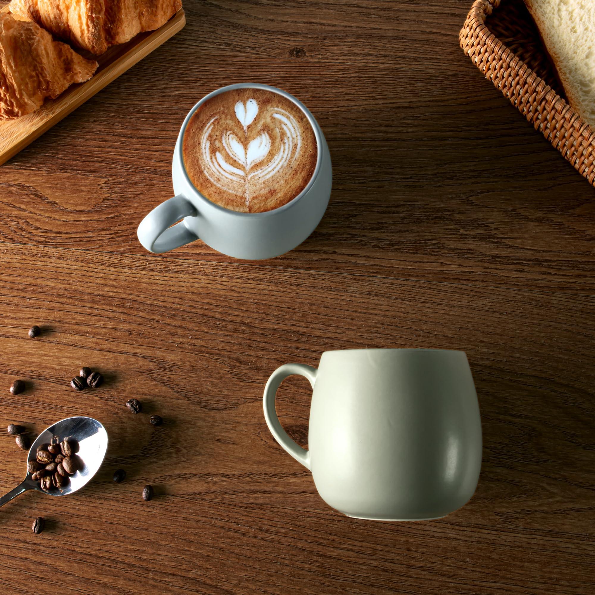Ava Nord Ceramic Coffee Mugs Set of 6, 14oz - Modern Scandinavian Aesthetic Cup - Microwavable Stoneware Coffee Cups with Comfortable Handle - Tea Mug Set for Latte, Cappuccino, Soup - Mixed Neutrals - Image 3