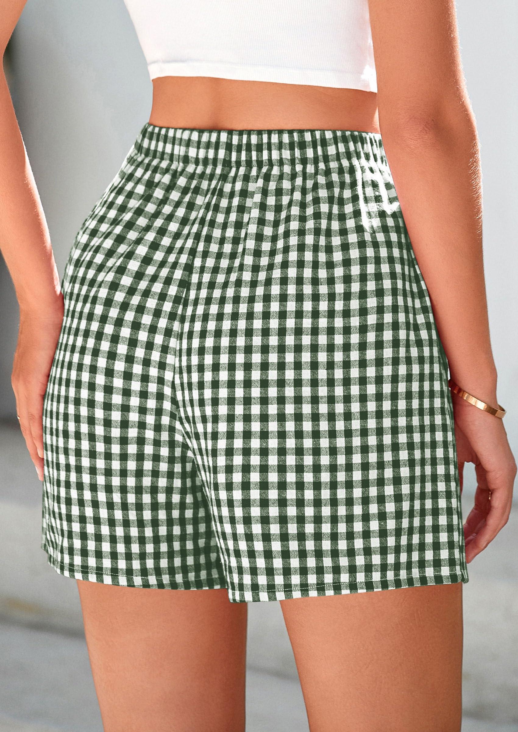 PRETTYGARDEN Womens Shorts Boxers 2025 Summer Gingham Pajama Lounge Sleep Y2K Plaid Pj Shorts Beach Bottoms - Image 2