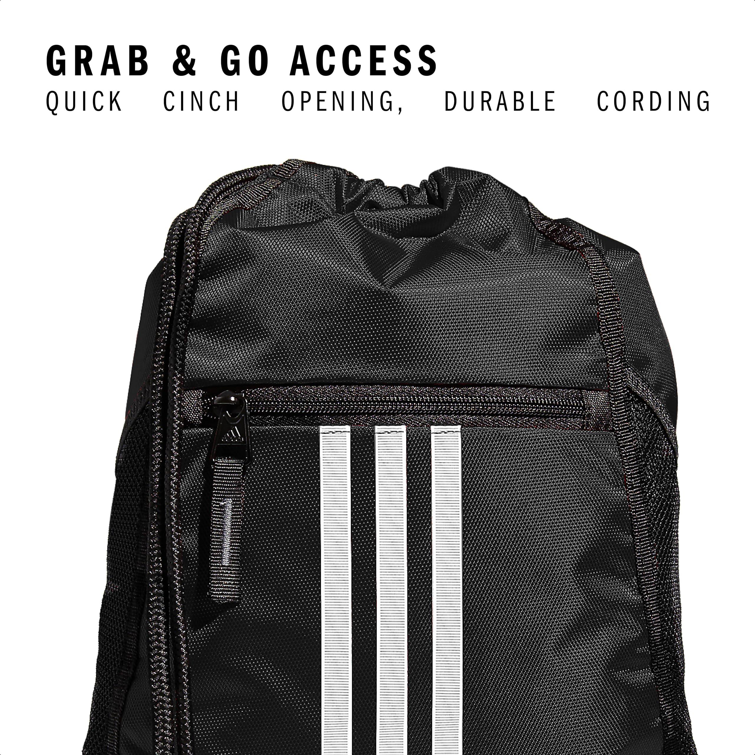 adidas Alliance Sackpack, Drawstring, Lightweight Small Gym Bag for Women, Soccer Backpack, Black, One Size - Image 3