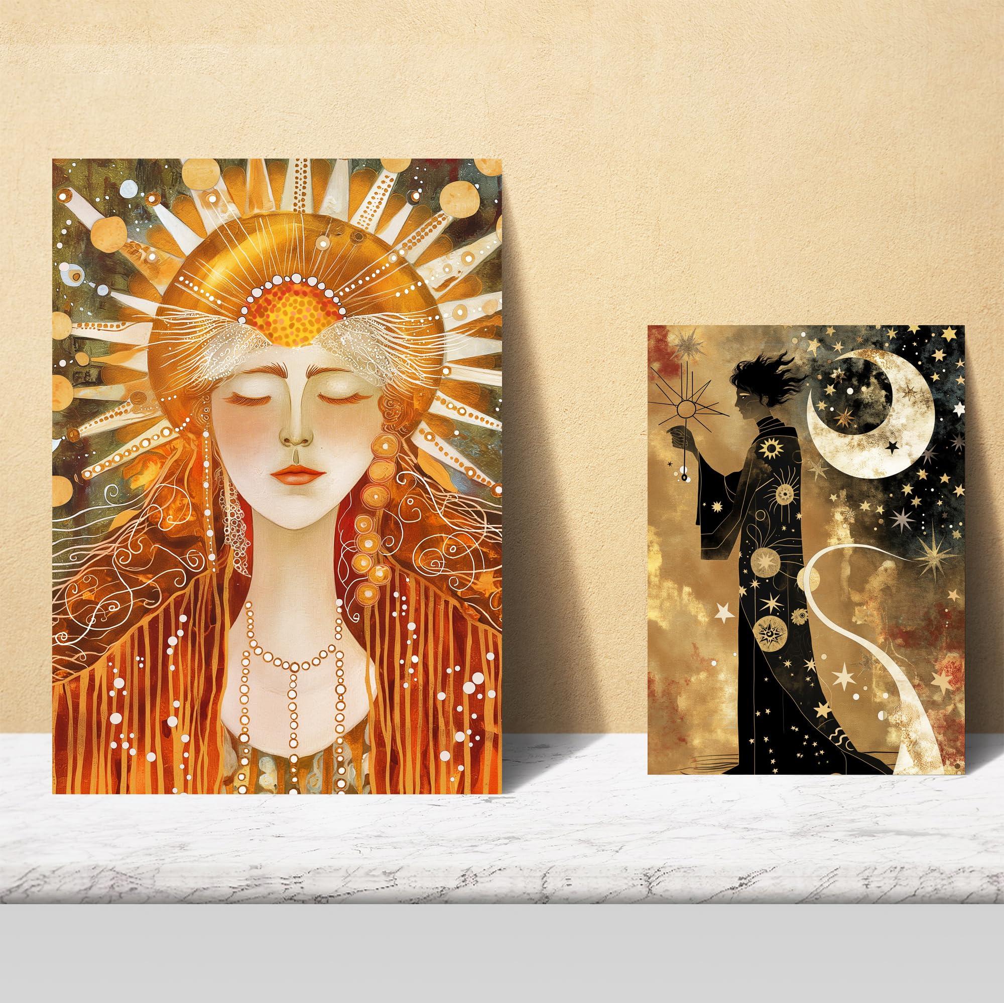 nacnic Set of 6 Tarot Cards Arcana Cartomancy Posters with design illustration to decorate the walls of home. Rooms, office, shop, business. A3 and A4 size. Frameless. - Image 3