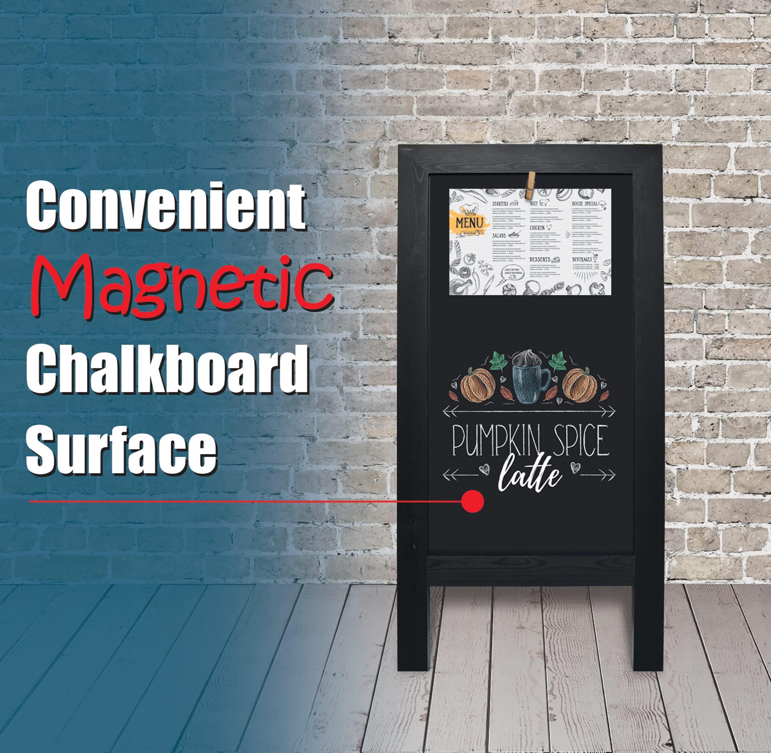 Better Office Products Magnetic A-Frame Chalkboard Sign, Extra Large 20" x 40", Standing Chalkboard Easel, Deluxe Set with Multiple Accessories, Outdoor Sidewalk Sandwich Board Sign,(Black) - Image 2