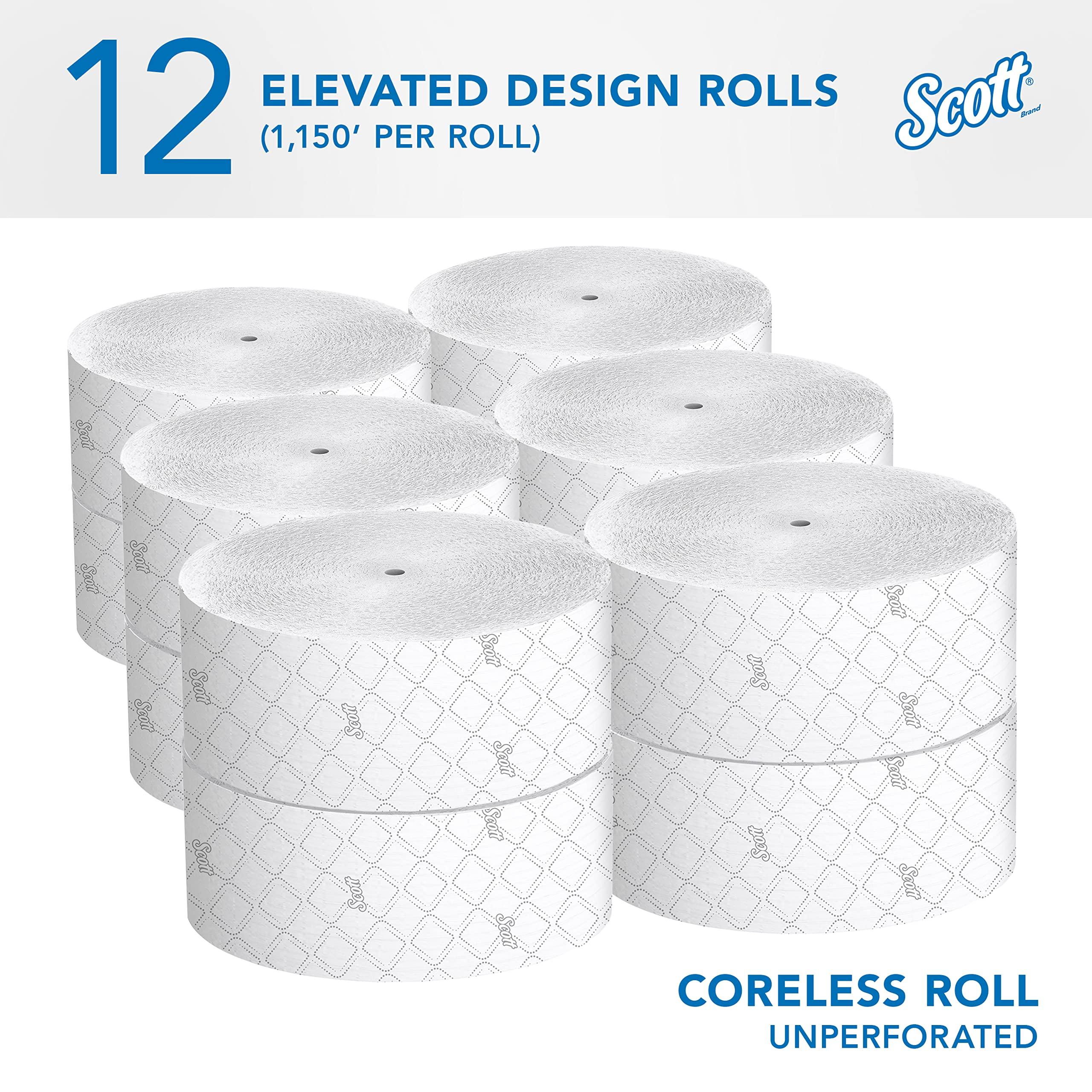 Scott Professional Coreless High-Capacity Jumbo Roll Bulk Toilet Paper (07006), 2-Ply, Elevated Design, White (12 Rolls at 1,150' Each, 13,800'/Case) - Image 2