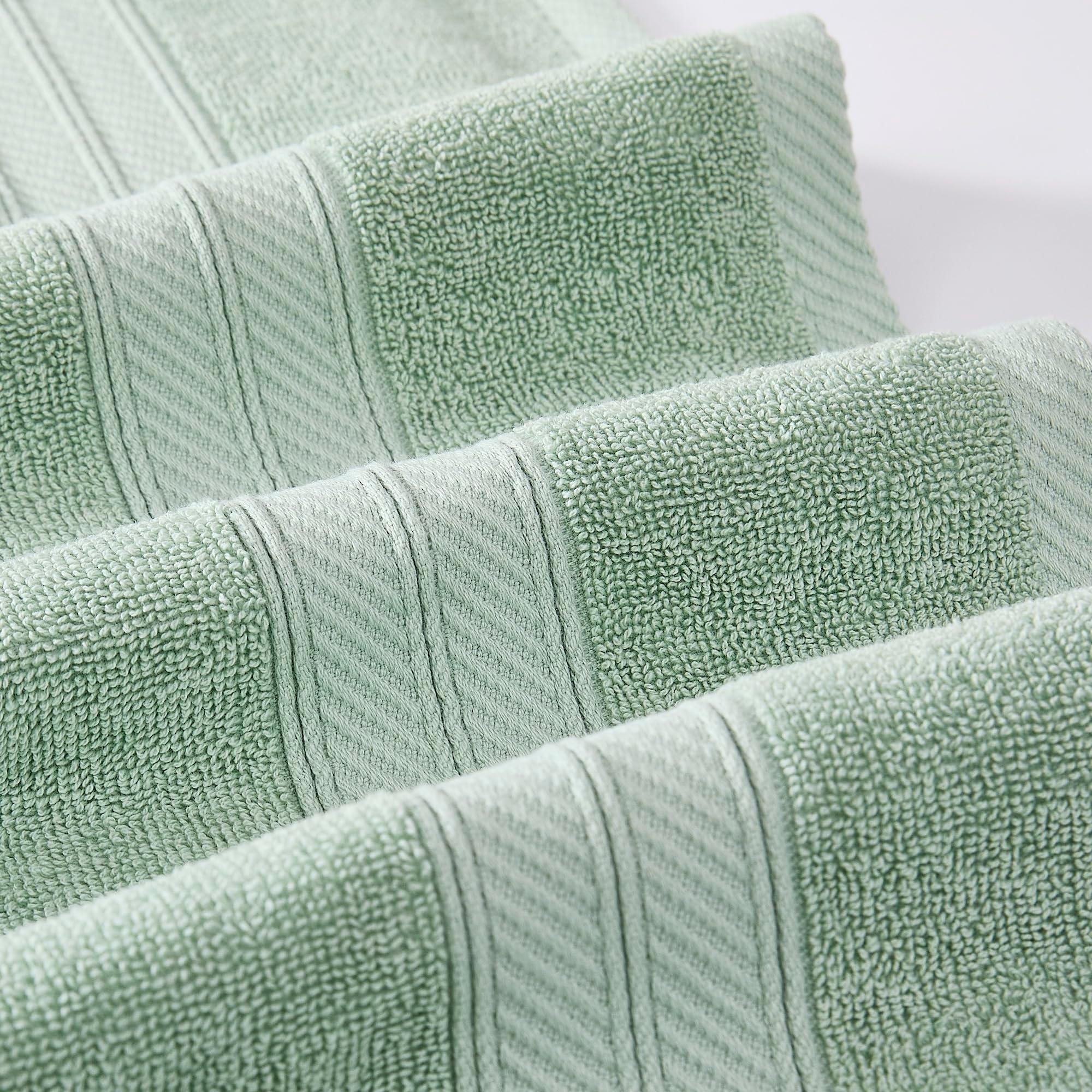 Modern Threads Trefoil Filigree 6-Piece 100% Cotton Towel Set – Reversible Yarn Dyed Jacquard – Includes 2 Bath Towels, 2 Hand Towels, 2 Washcloths – Absorbent, Quick Dry, Soft & Durable – Sage Green - Image 4