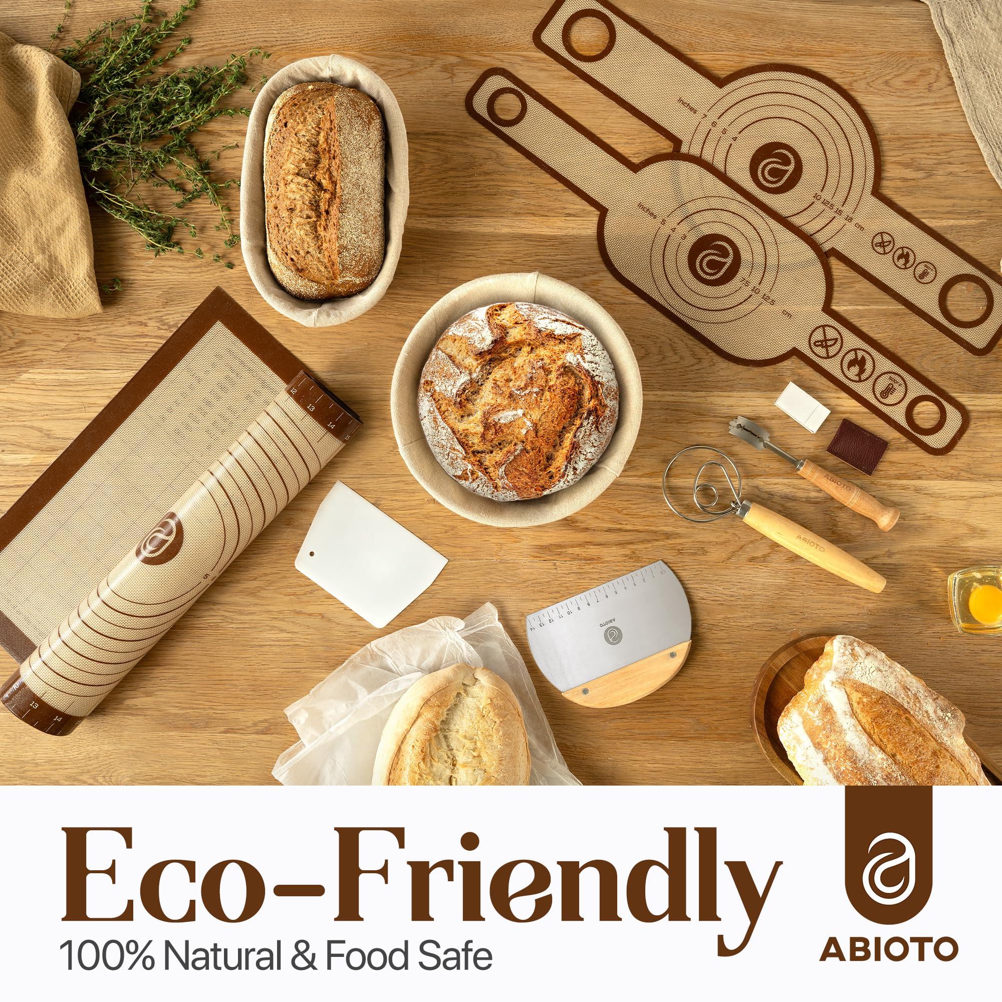 9" Round and 10" Oval Banneton Bread Proofing Baskets and Sourdough Bread Baking Supplies, A Complete Sourdough Kit with Bread Lame, Danish Whish, Bowl & Dough Scraper, 2 Bread Slings, and Baking Mat - Image 7