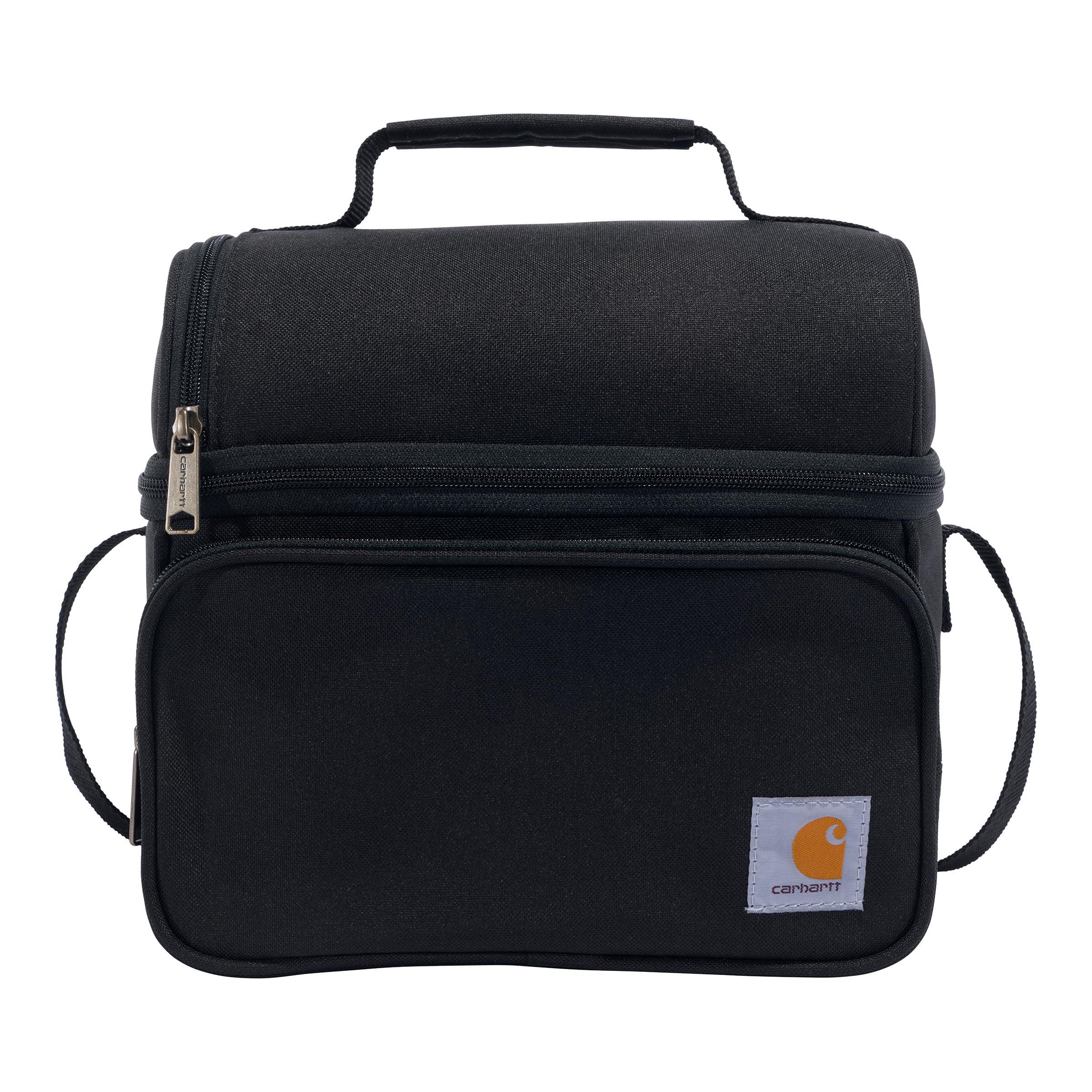 Carhartt Insulated 12 Can Two Compartment Lunch Cooler Bag - Rain Defender DWR Coating - Synthetic Lining Black 1 One Size One Size