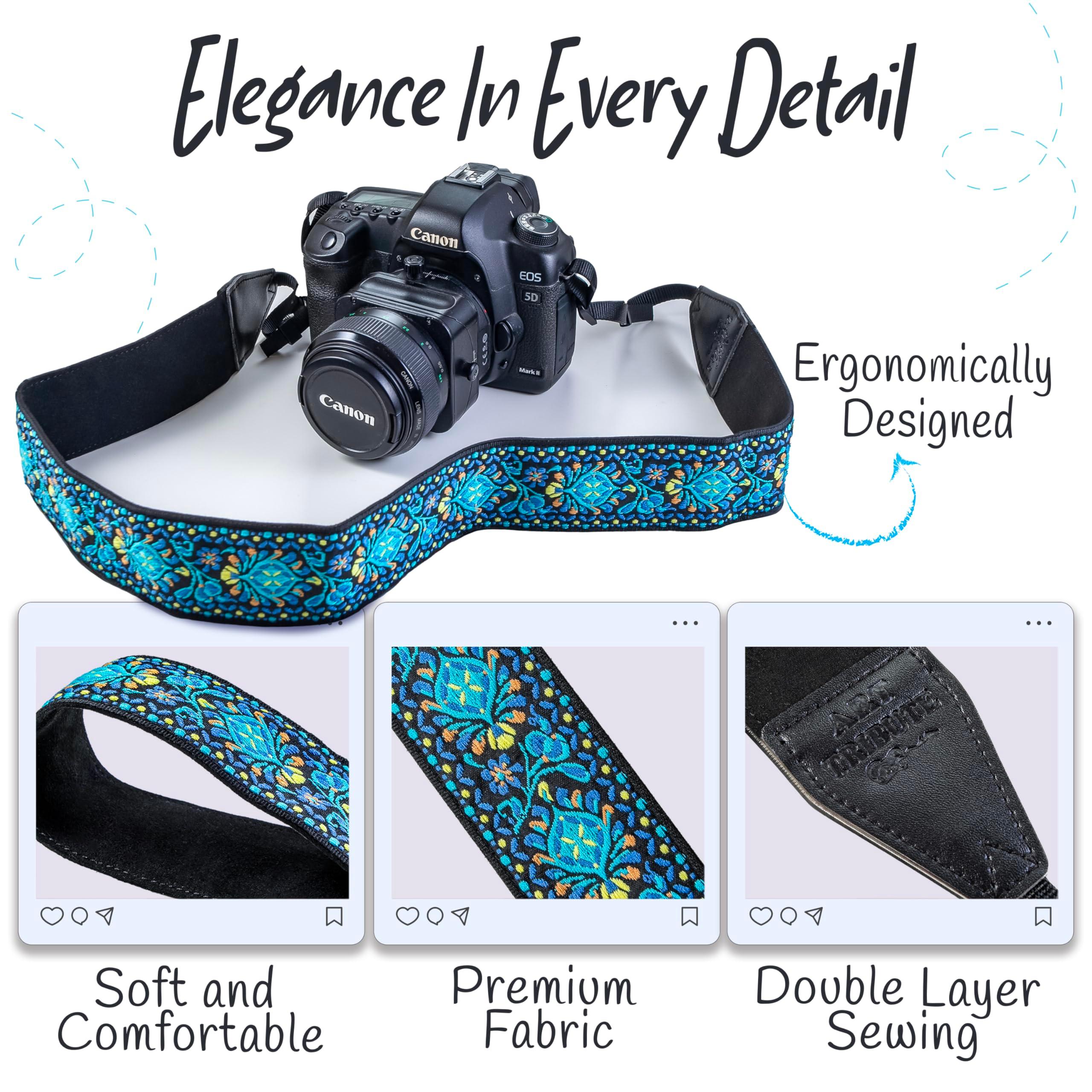 Camera Strap For Photographers Padded Universal Fit Neck Shoulder & Crossbody Strap Quick Release For DSLR/SLR/Mirrorless Canon Nikon Sony Olympus Compatible Photographer Gift for Men & Women - Blue - Image 3