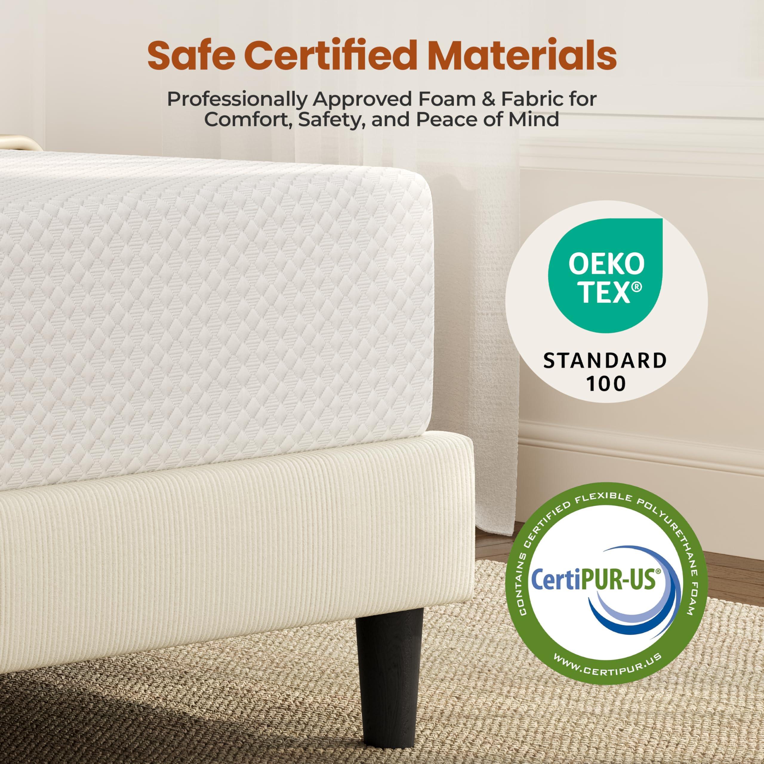 Yaheetech 10 Inch Queen Mattress 3 Foam Layer Cooling Gel Memory Foam Mattresses, Green Tea for Fresher Sleep, Queen Size Mattress in a Box, Medium Firm, CertiPUR-US Certified - Image 7