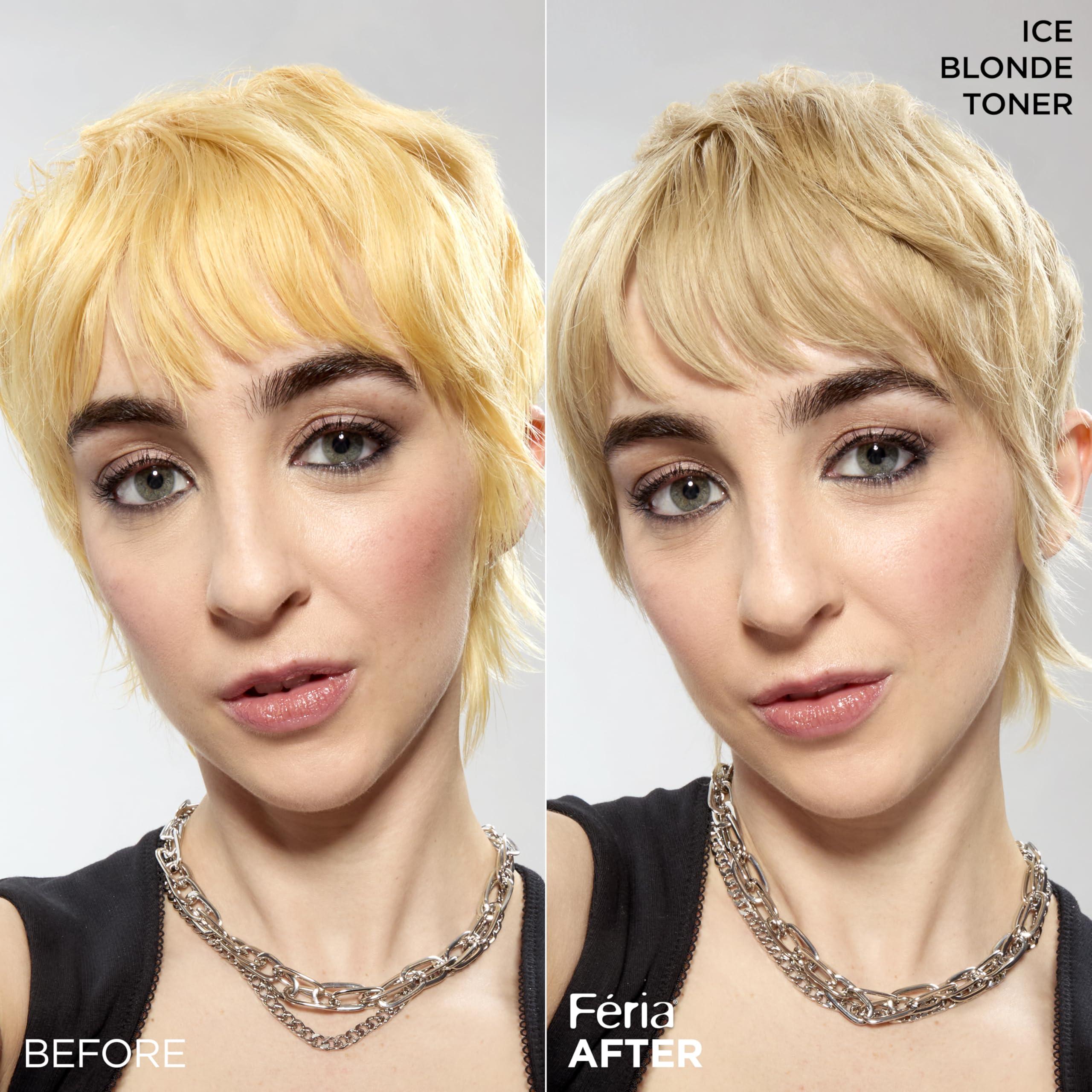 L'Oreal Paris Feria Long-Lasting Anti Brass Power Hair Toner, Ammonia Free Demi Permanent Hair Color, Ice Blonde Hair Toner, 1 Application - Image 4