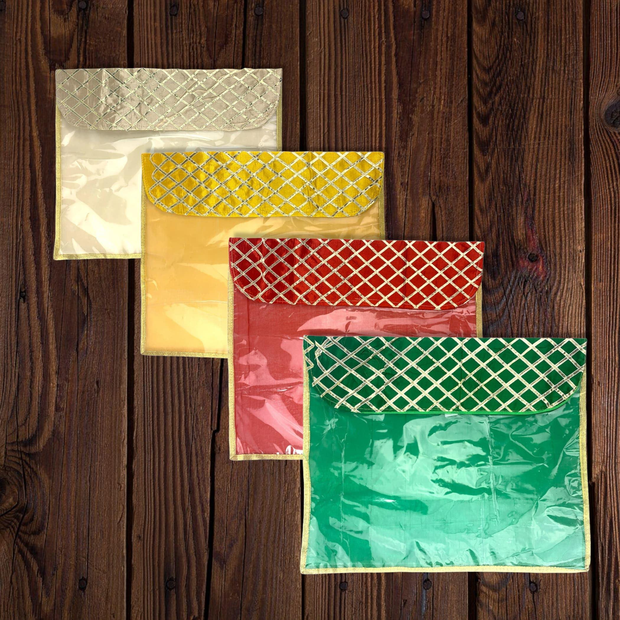 LOVENSPIRE 5 Assorted Gotta Patti Saree Bags Lehnga Cover Clothes Organizer Sari Storage Bag for Wardrobe and Gifting Storage Indian Wedding Favor Cloth Case Birthday - Image 5
