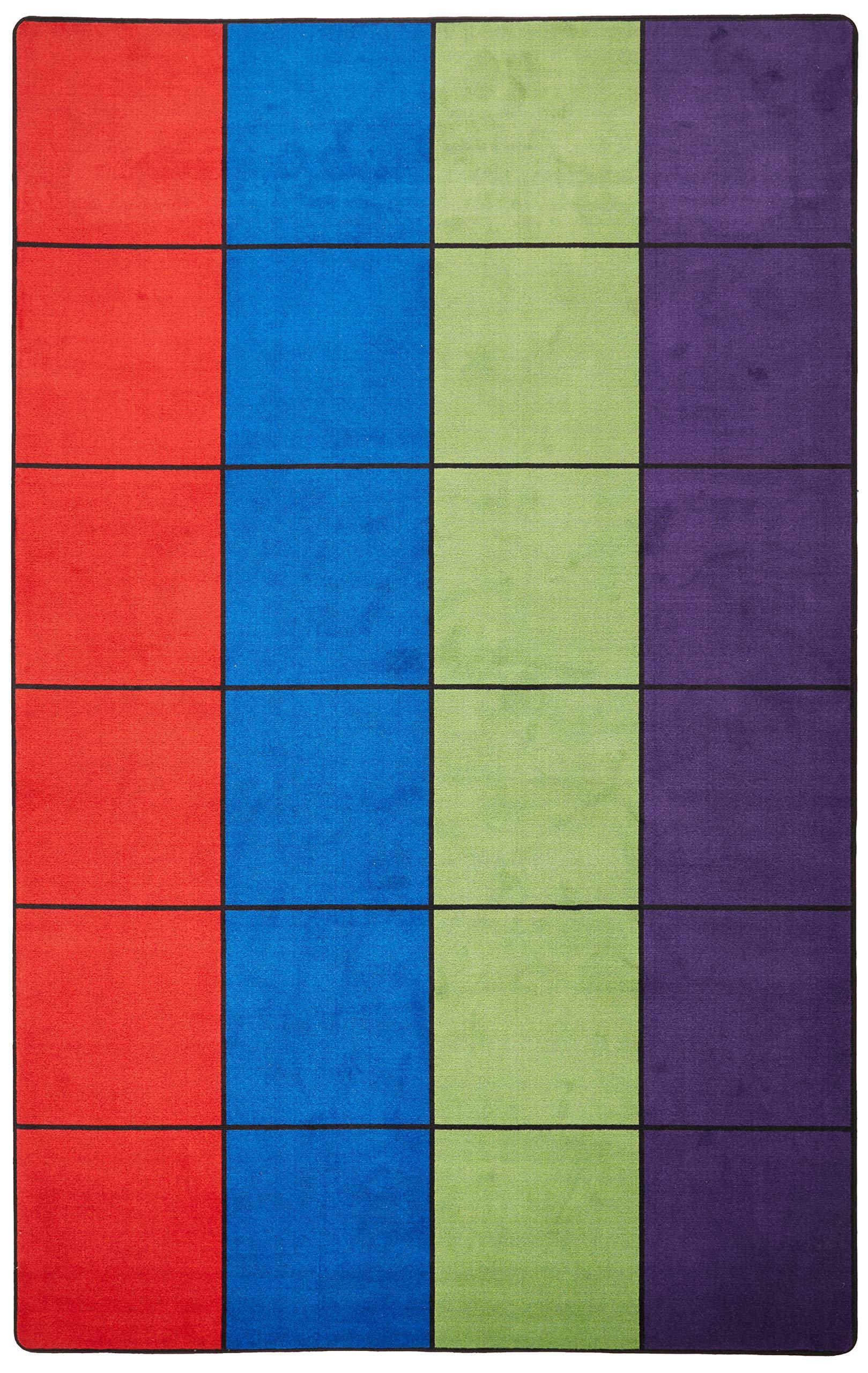 KidCarpet.com Blocks Seating Classroom Rug Multi with 24 Squares, 7'6" x 12' Rectangle