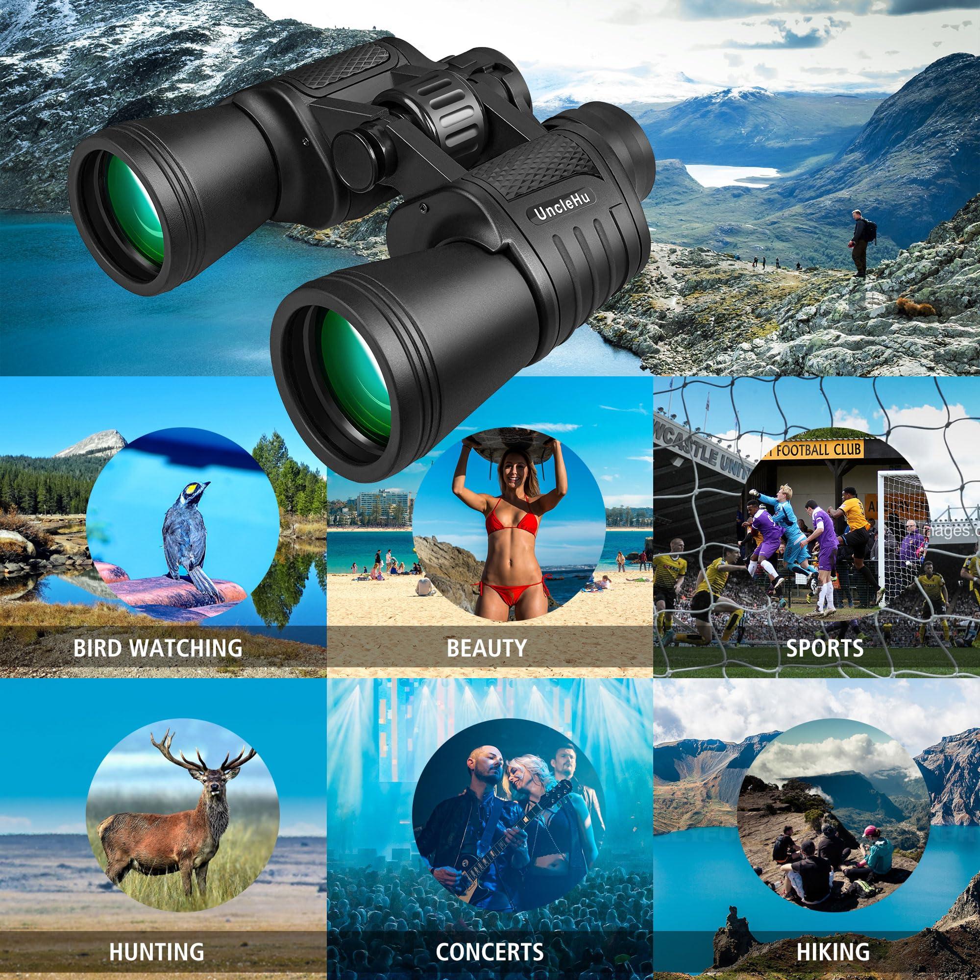 UncleHu 20x50 High Power Binoculars for Adults with Low Light Night Vision, Compact Waterproof Binoculars for Bird Watching Hunting Travel Football Games Stargazing with Carrying Case and Strap - Image 7