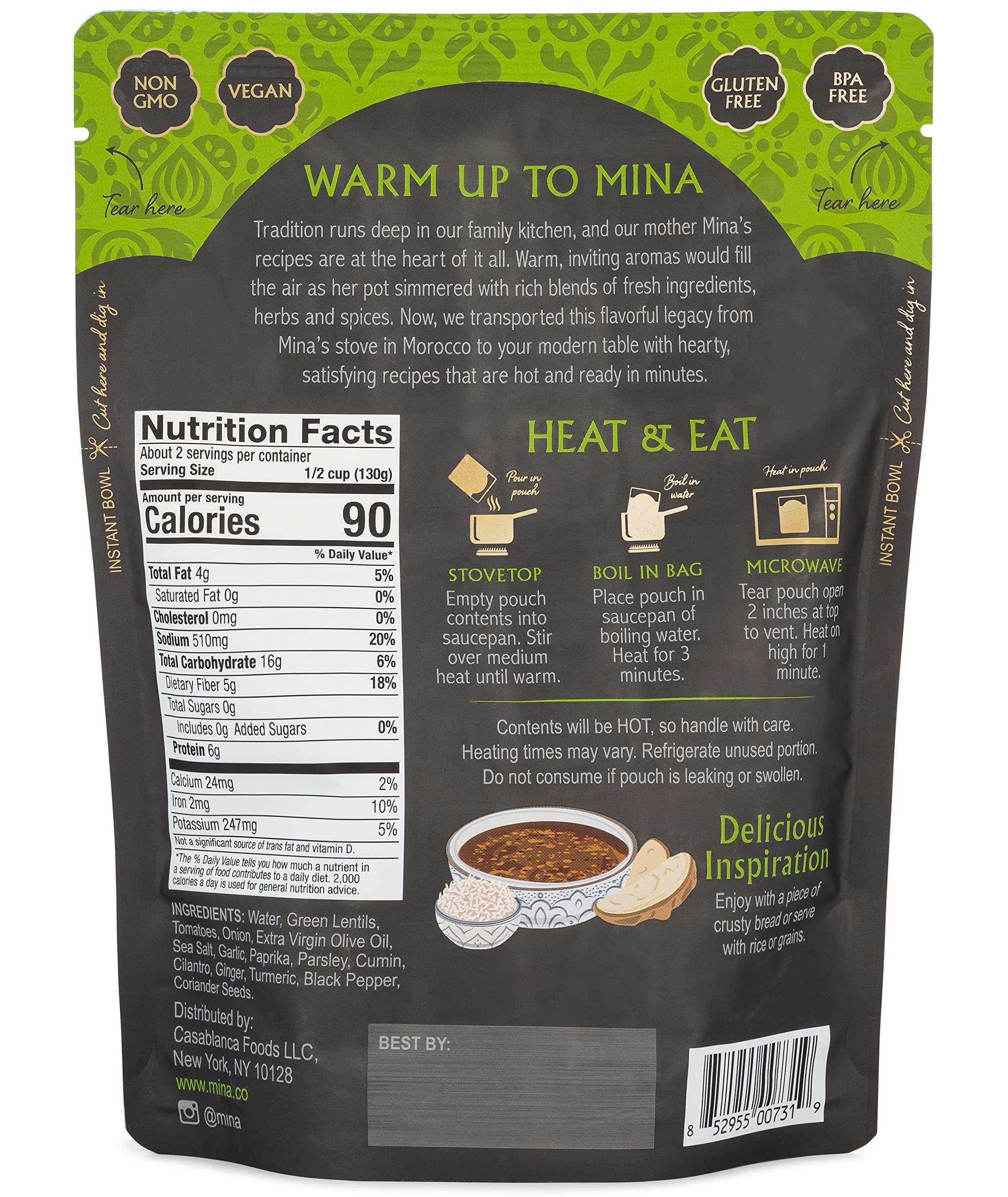Mina Moroccan Lentils, Ready to Eat, Lentils High In Plant Based Protein, Vegan, Non-GMO, Gluten Free, Kosher, Microwavable, Packaged Meal & Side Dish, 10 oz - Image 2