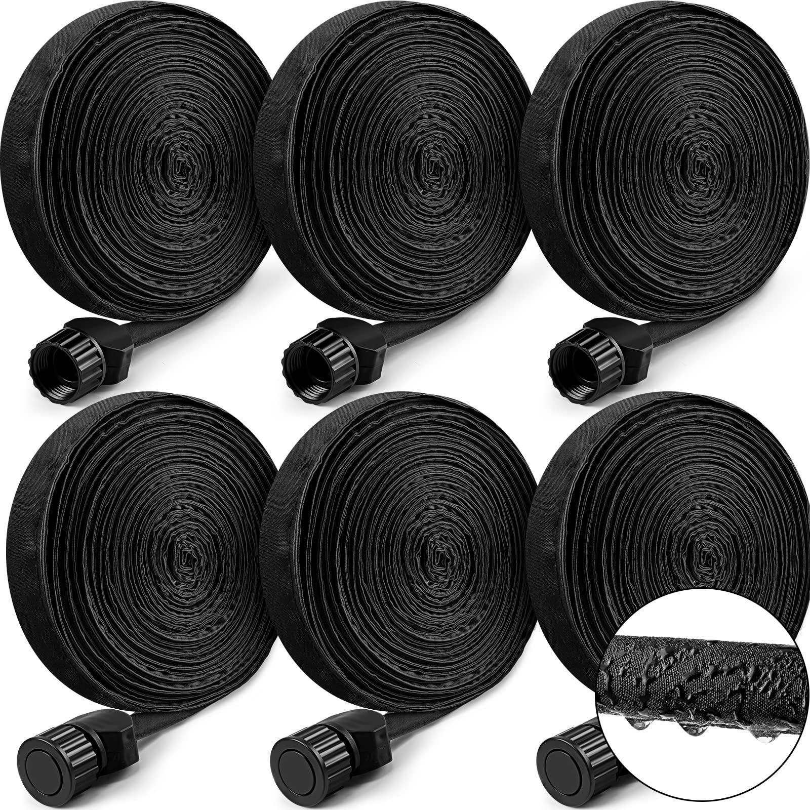 Weysat 6 Pcs Garden Soaker Hose 25 Ft 1/2" Flat Double Layer Consistent Drip Hose Leakproof Heavy Duty Irrigation Save 80% Water for Garden Bed Vegetable Sprinkler