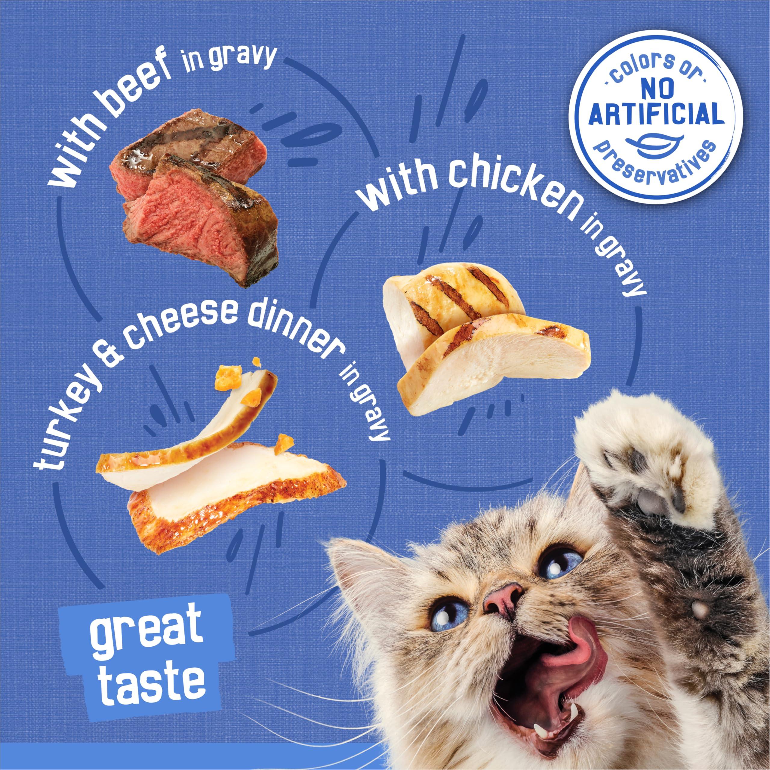 Purina Friskies Gravy Wet Cat Food Variety Pack, Shreds With Beef, With Chicken, and Turkey and Cheese Dinner - (Pack of 24) 5.5 oz. Cans - Image 7