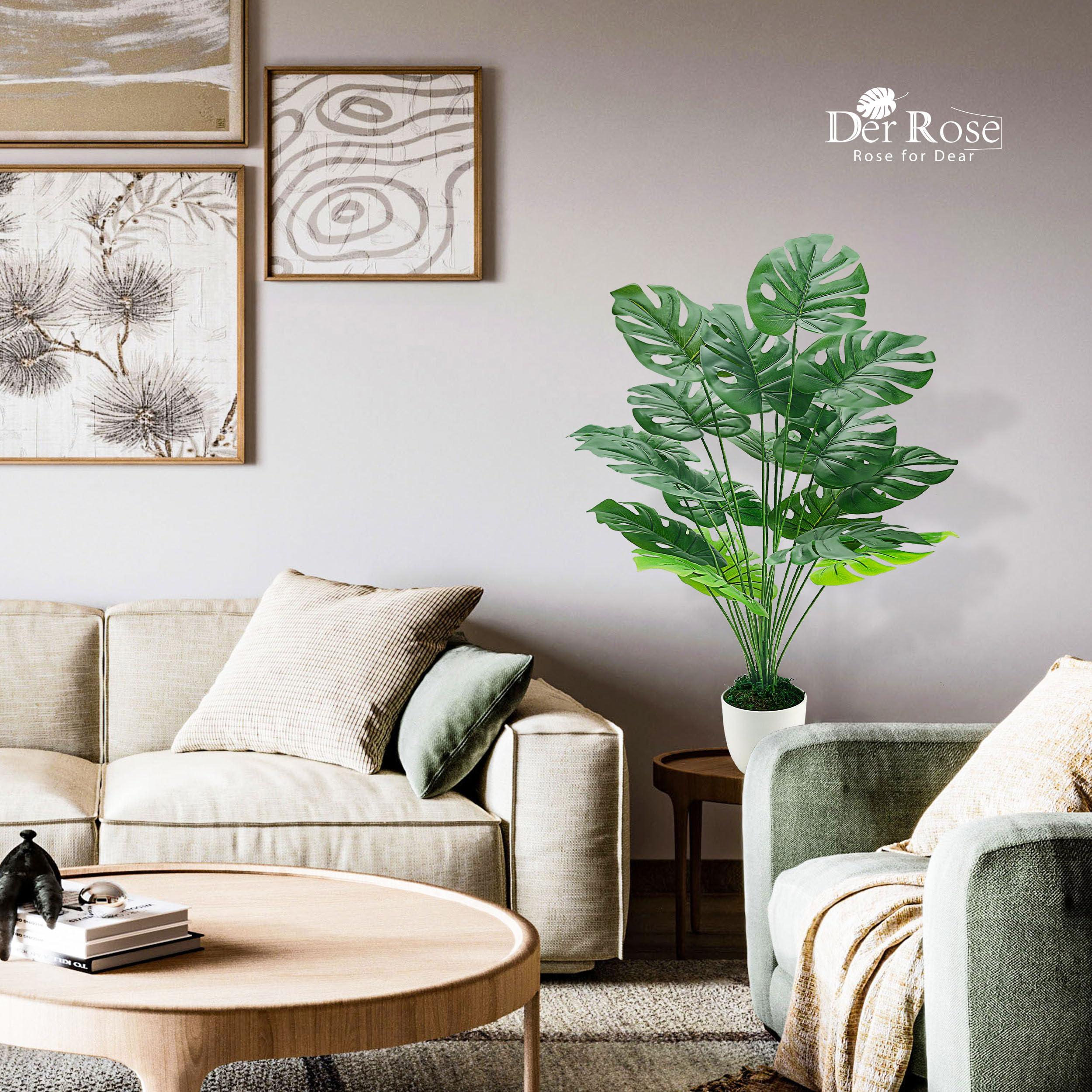 Der Rose 28" Fake Plants Large Artificial Monstera Faux Potted Plants Indoor Tall Tree for Living Room Decor - Image 6