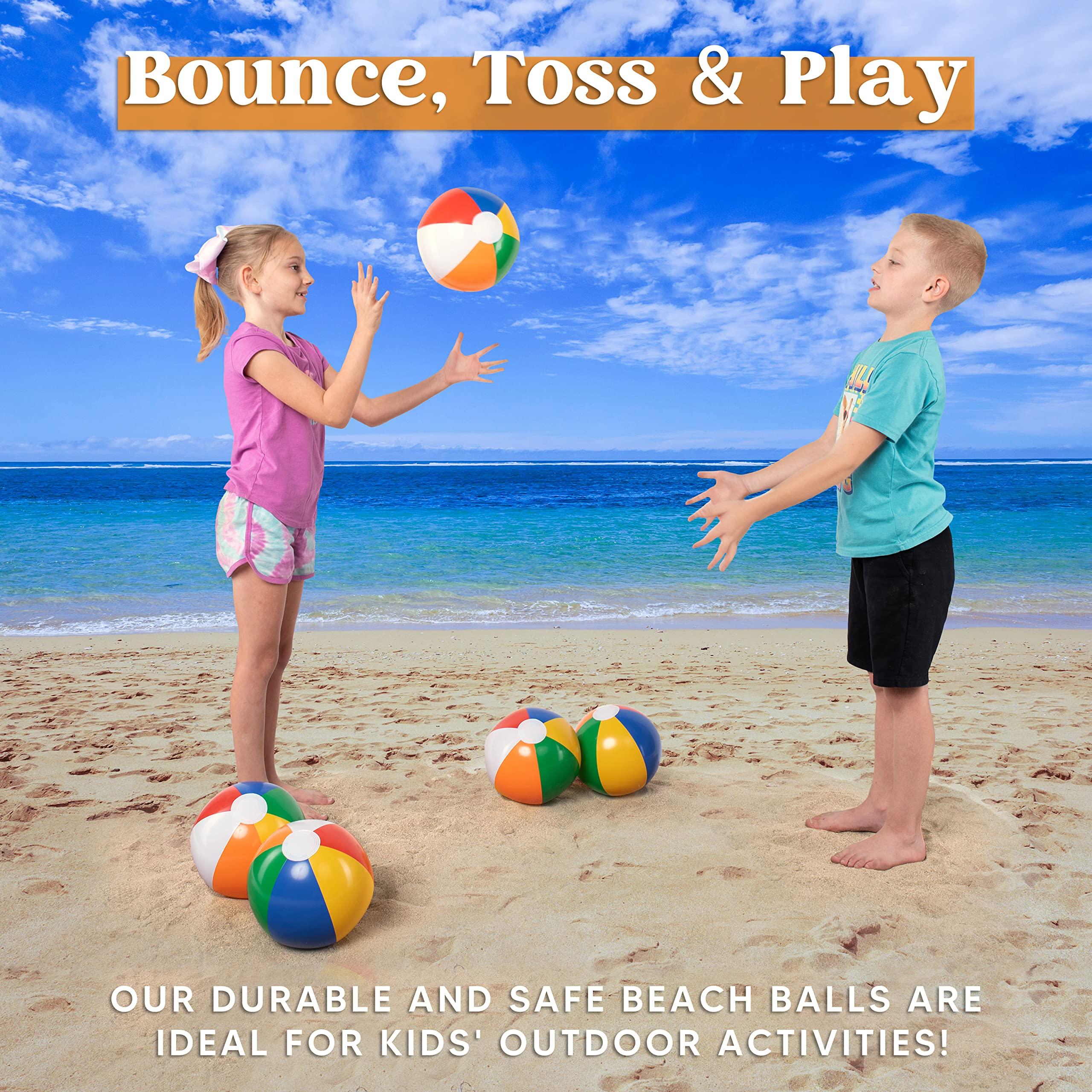 JOYIN 12 Packs 16" Inflatable Beach Balls, Large Rainbow Beach Balls Bulk for Pool Parties, Kids and Adults Summer Pool Party Toys, Beach Toys, Party Favors(16'') - Image 2