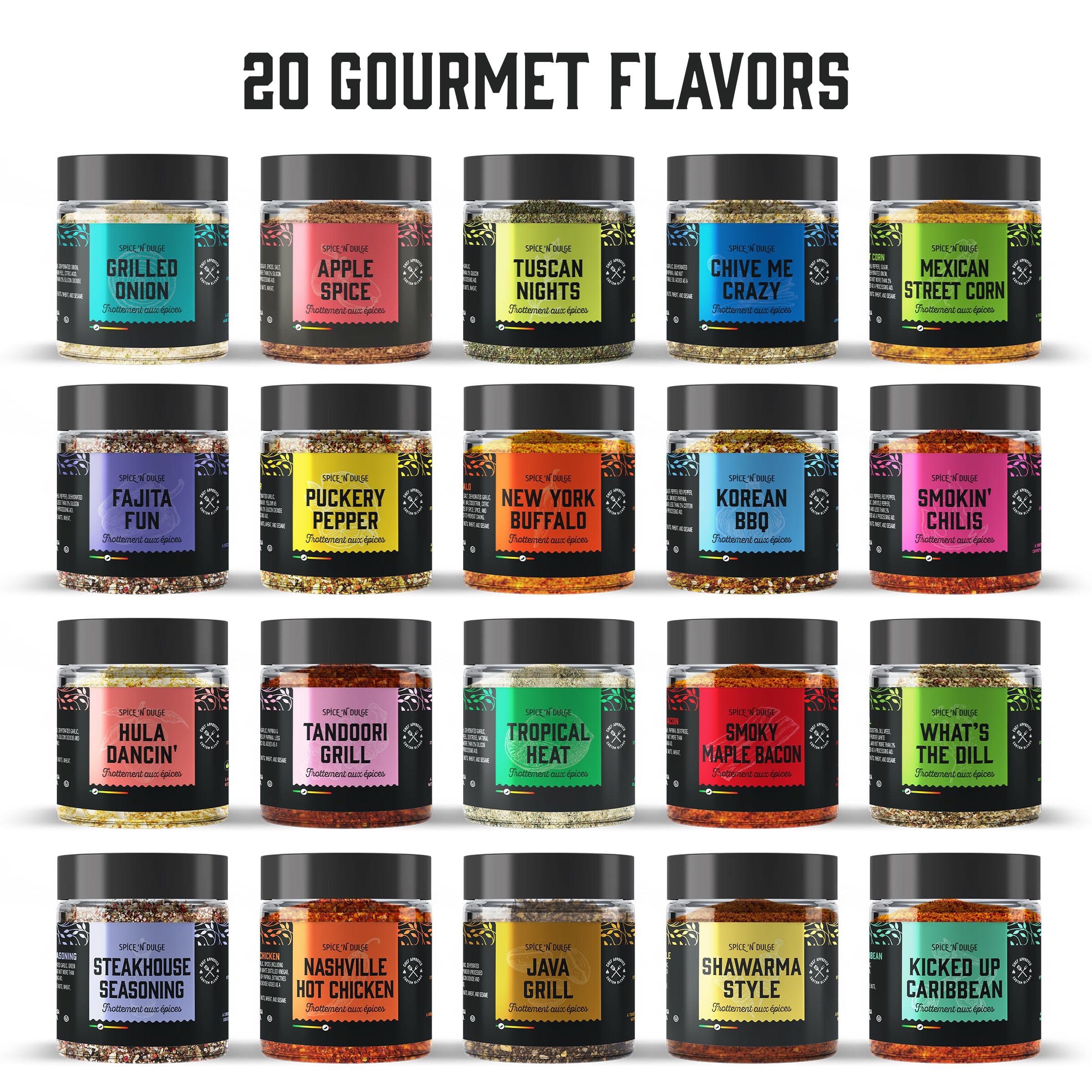 Grilling Spice Set Grill Seasoning Gifts, 20 Unique Spices and Seasonings Jars Gift Set, BBQ Gifts For Men, Dad, Husband, Father, Flavors Like Chili, Cajun, Garlic, Steak, Rub, Herbs, Blend and More - Image 3