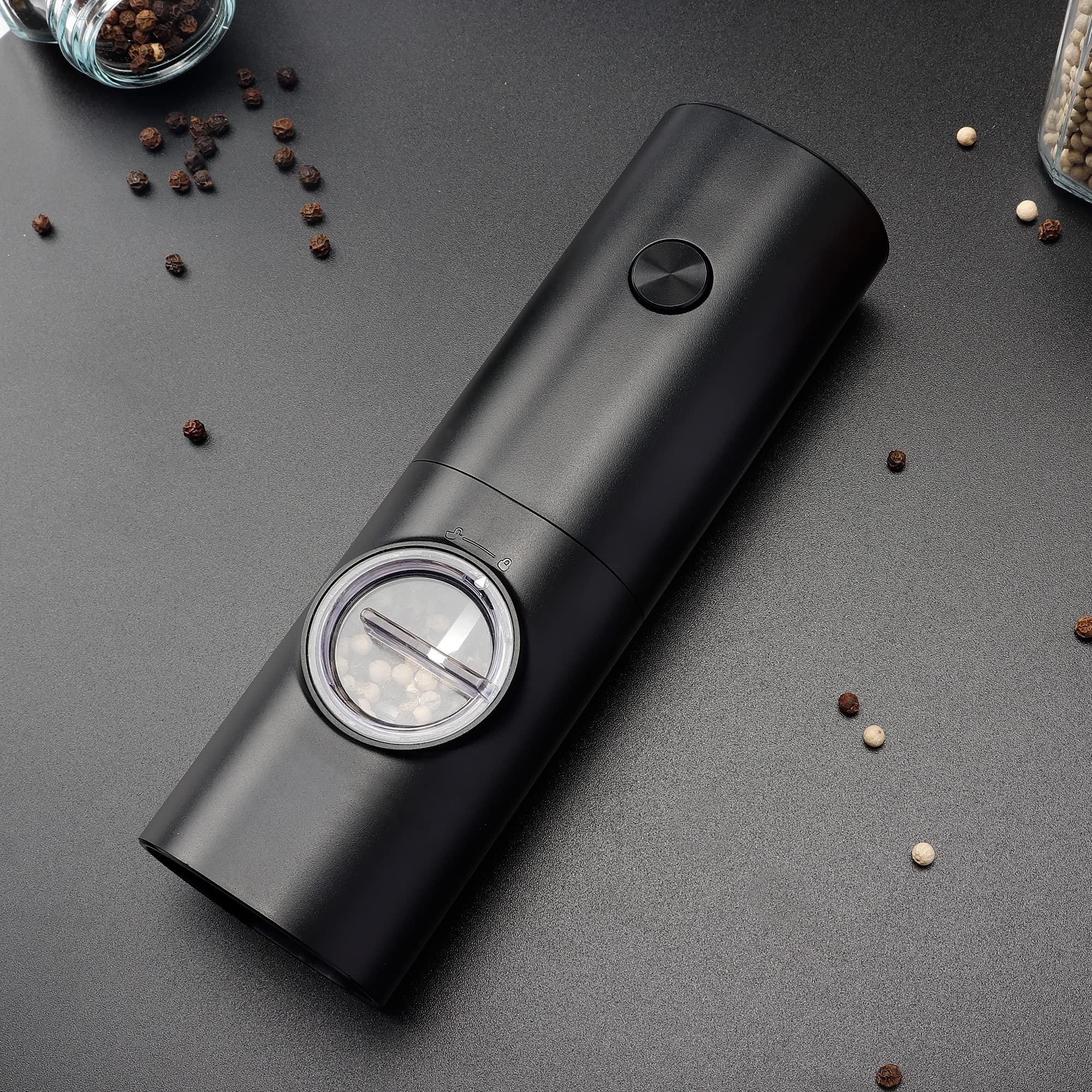 Electric Pepper Grinder or Salt Mill, Battery Powered Automatic Pepper Mill, Ceramic Grinder with Adjustable Coarseness, LED Light, One Hand Operation (1 pack) - Image 2