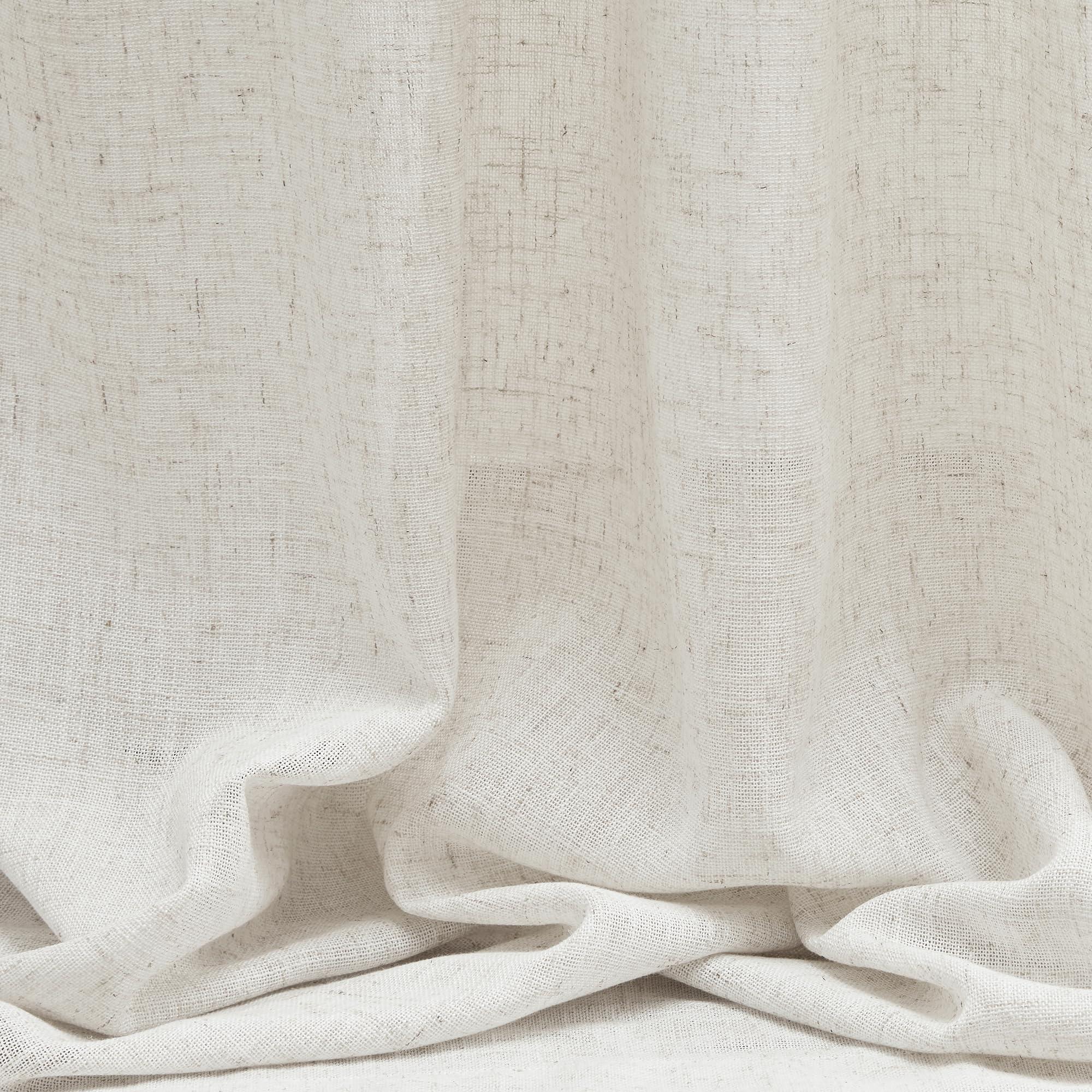 MYSKY HOME Linen Curtains for Living Room, Natural Semi Sheer Curtains & Drapes 84 inches Length 2 Panels Set Farmhouse Country Boho Style Back Tab Draperies for Sliding Glass Door, 50" Wide, Linen - Image 8