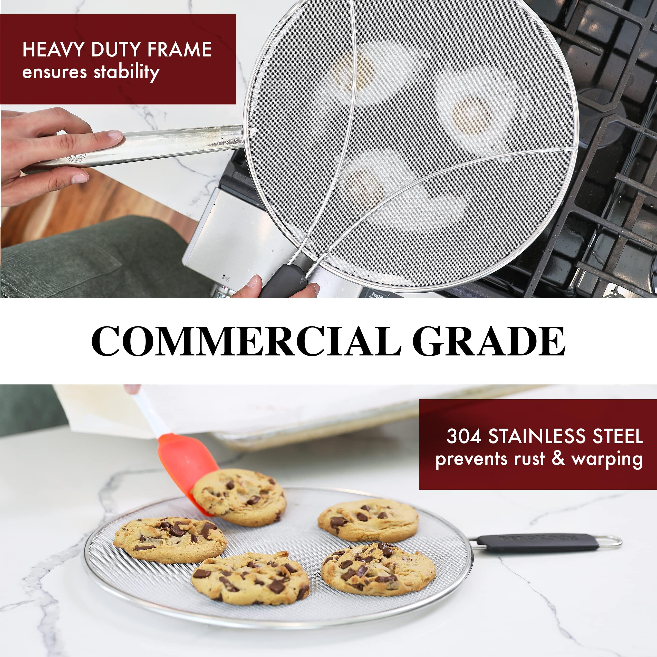 BergKoch Splatter Screen for Frying Pan - 13 Inch Stainless Steel Grease Splatter Guard - Cover Oil Splash when Sizzling Bacon, Cooking Fried Chicken or Popcorn - Image 6