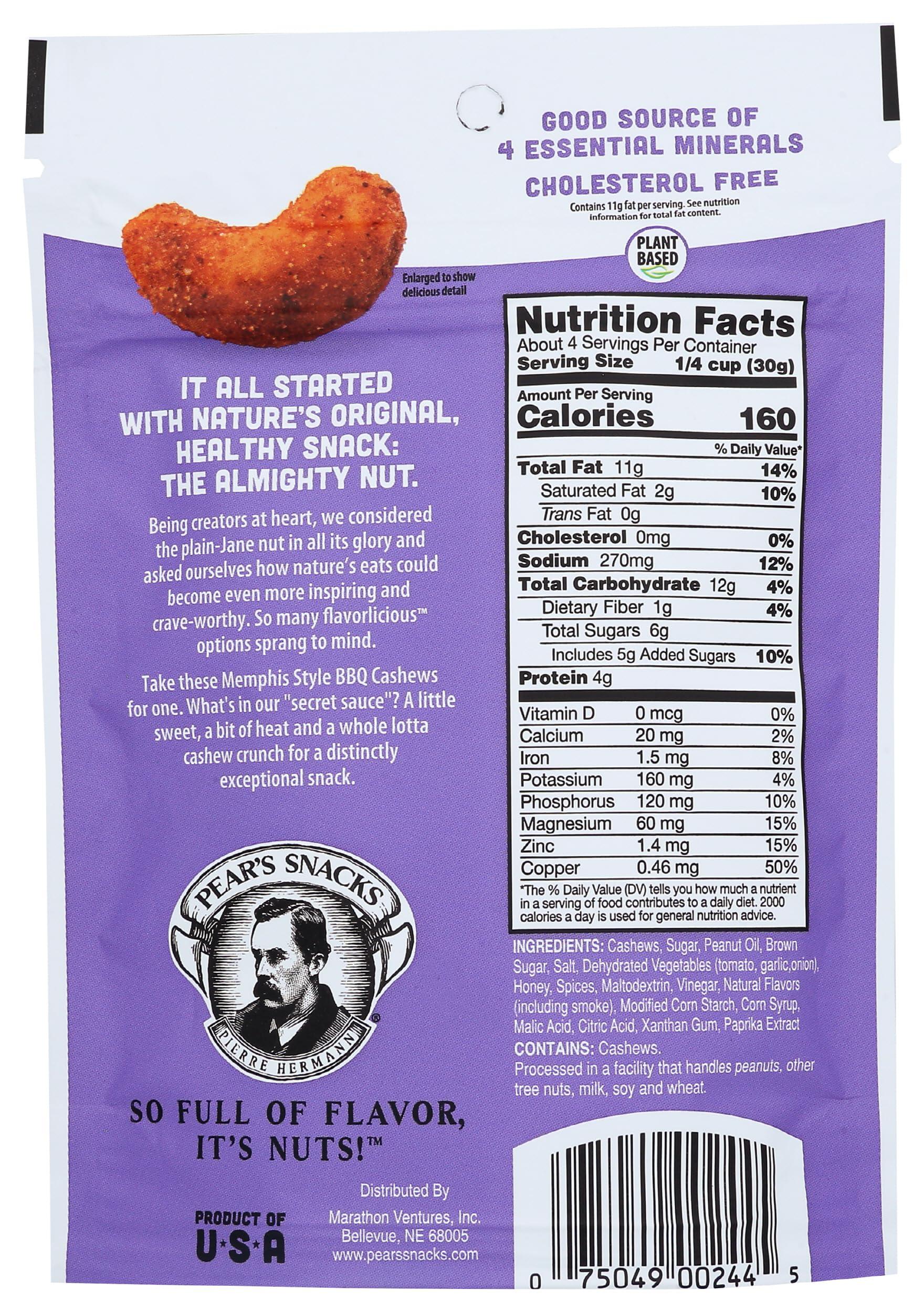 Pear's Snacks Memphis Style BBQ Cashews, 4 OZ - Image 2