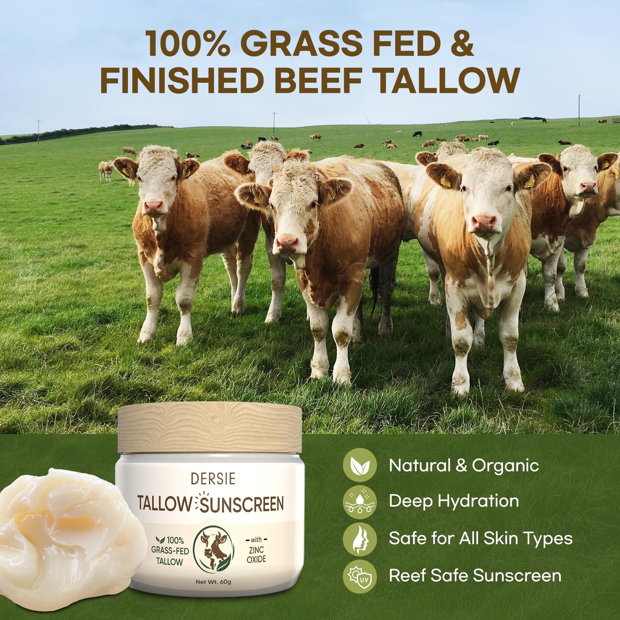 Beef Tallow Sunscreen with Zinc Oxide: Tallow & Zinc Oxide Instant Sun Protection - Non Greasy Formula with Beeswax, Red Raspberry, Carrot Oil - Suitable for Dry and Sensitive Skin - Fresh Scent - Image 4