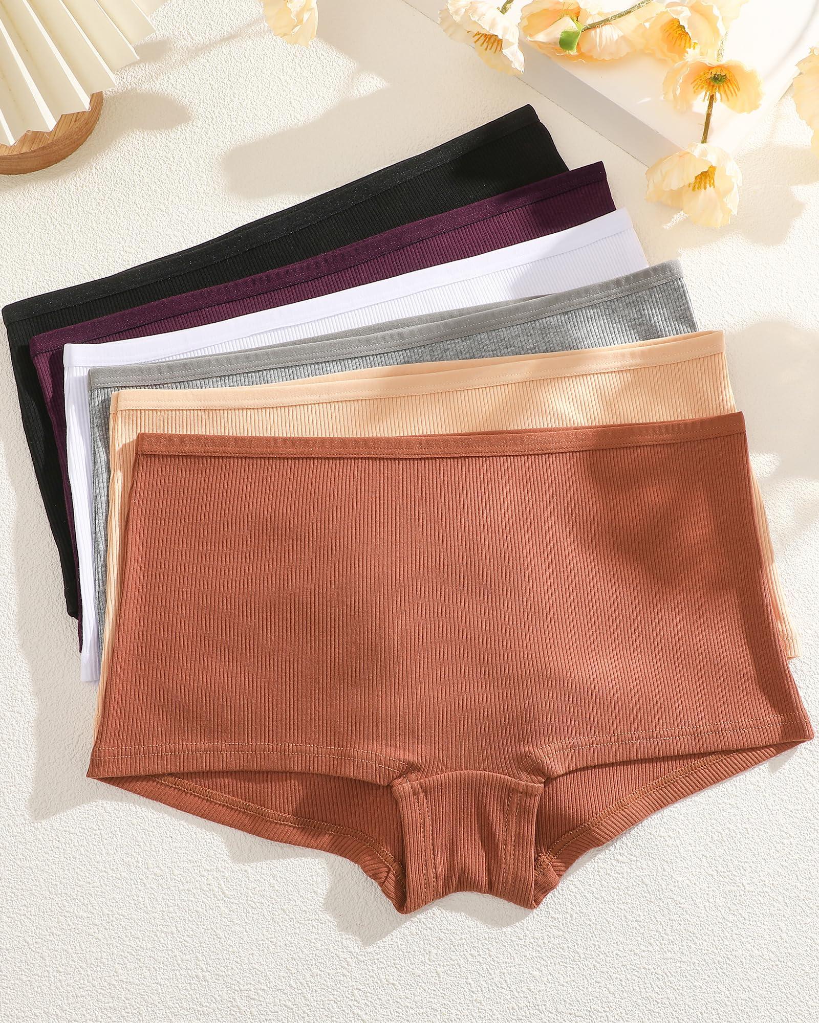 ALL OF ME Cotton Underwear for Women Boyshort Panties Full Coverage Boxer Briefs Stretch Boy Short Undies 6 Pack - Image 6