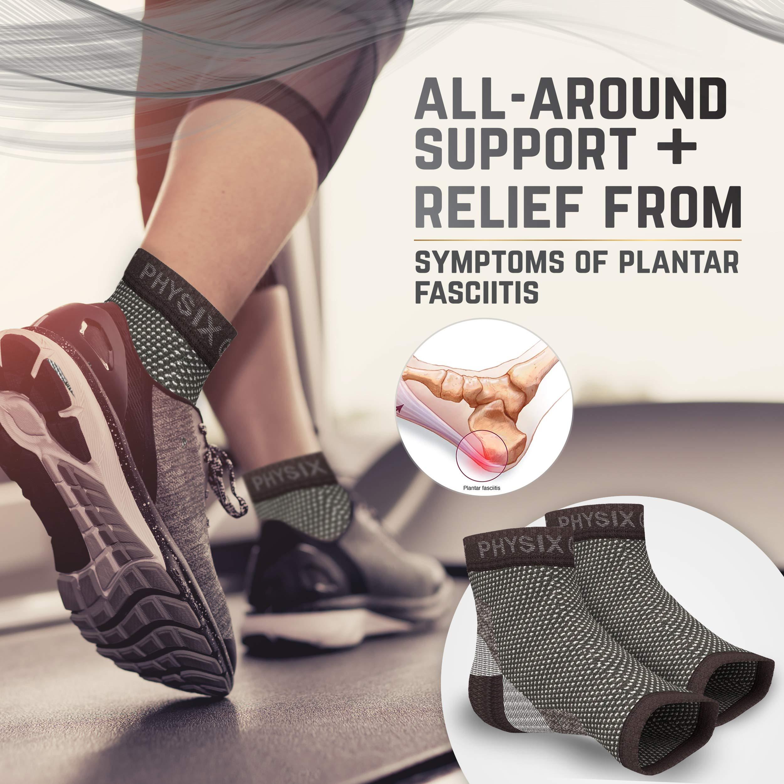 Physix Gear Sport Plantar Fasciitis Socks with Arch Support for Men & Women - Ankle Compression Sleeve, Toeless Compression Socks Foot Pain Relief, Ankle Swelling Better than Night Splint, Black L/XL - Image 4