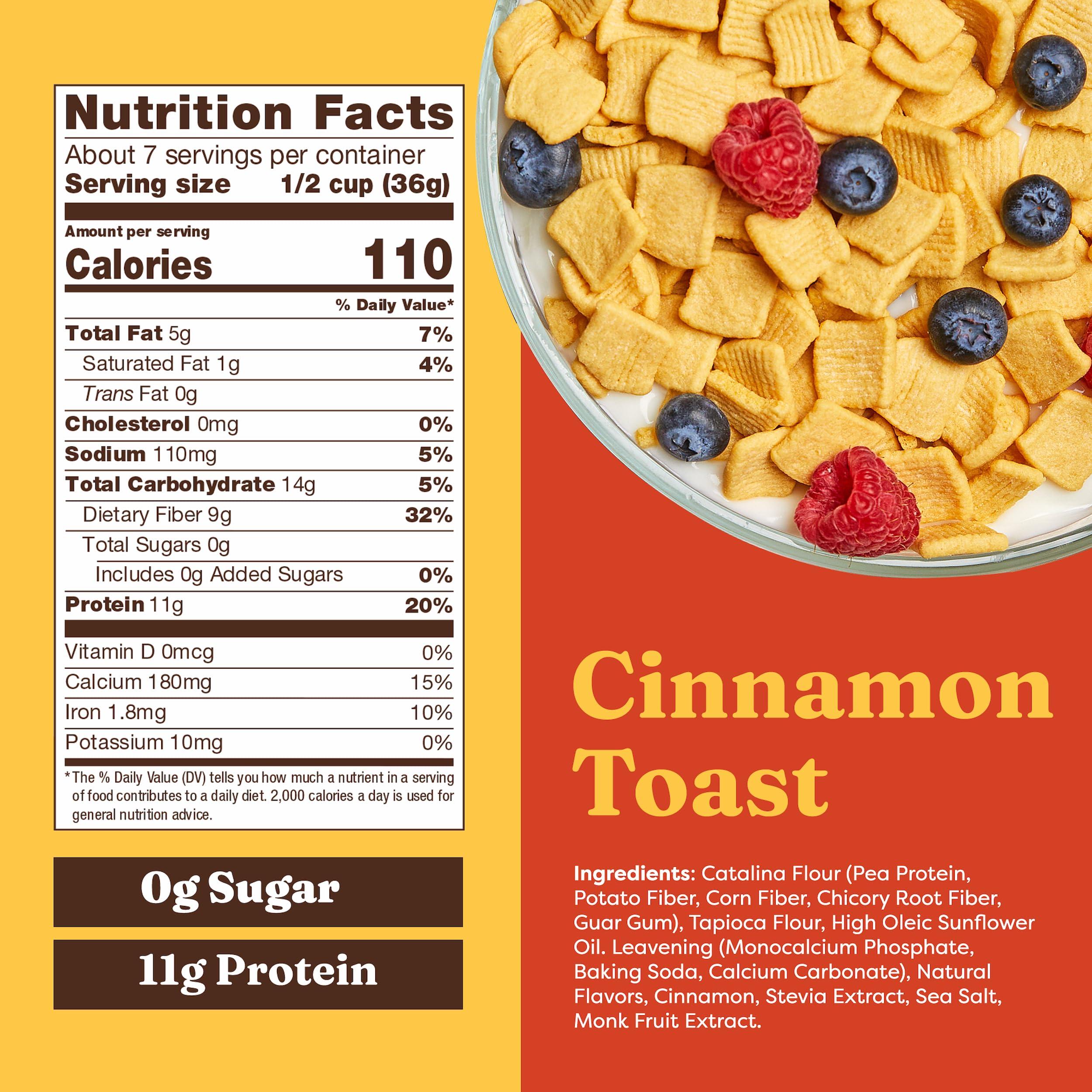 Catalina Crunch Protein Cereal - Sugar Free Breakfast Cereal with 11g of Protein - Gluten Free, Keto Friendly - Cinnamon Toast - 9 oz. Bag (Pack of 1) - Packaging May Vary - Image 2