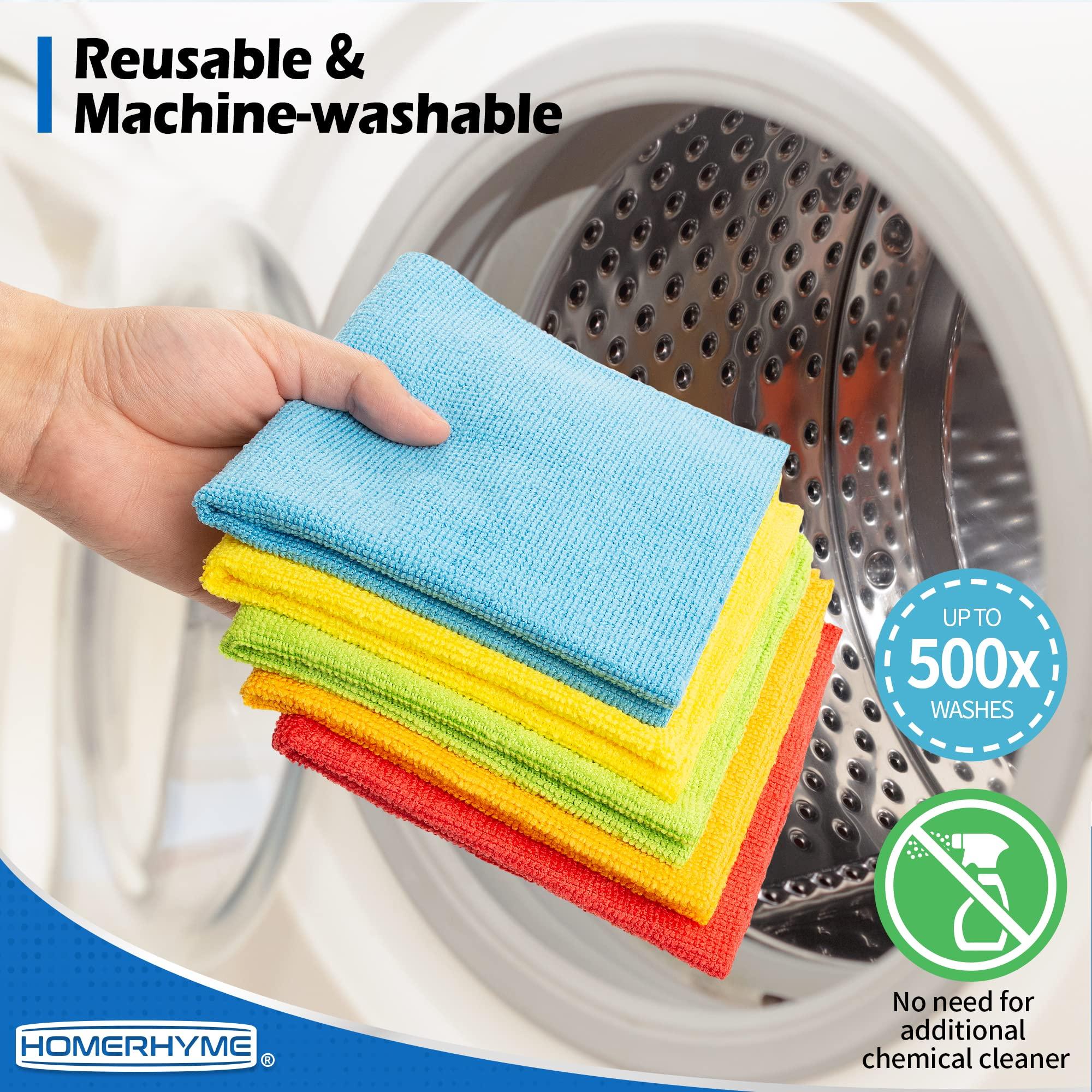 HOMERHYME Microfiber Cleaning Cloth, 100 Pack Cleaning Rags Microfiber Towel Bulk Absorbent Lint-Free Wash Cloths, All-Purpose Towels for Cars, Shop, Automotive, Garage, Home and Kitchen 11.5"*11.5" - Image 8
