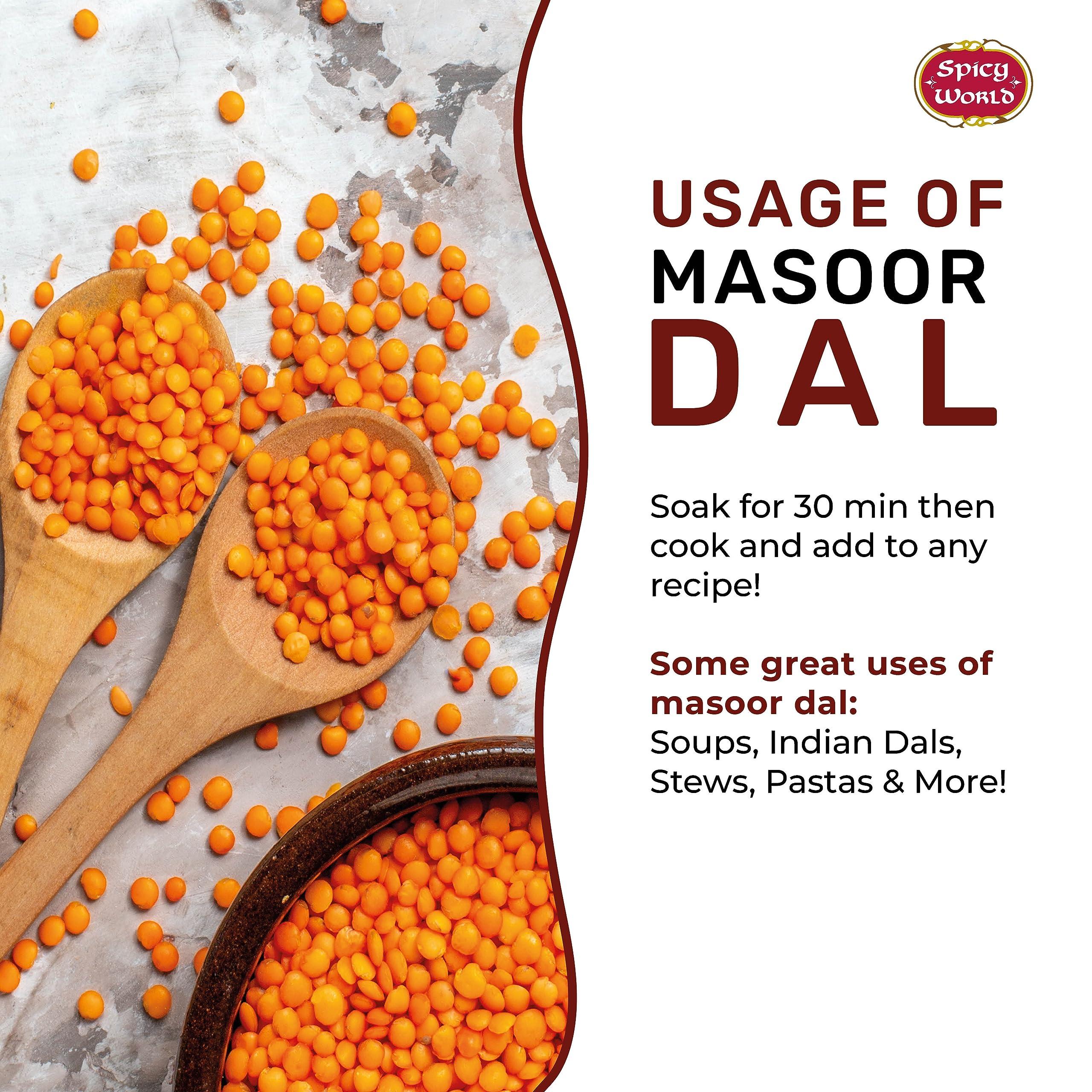 Masoor Dal 4 Pound Bag - Split Red Lentils Dry - All Natural, Pure, Vegan - Resealable Bag by Spicy World - Image 5