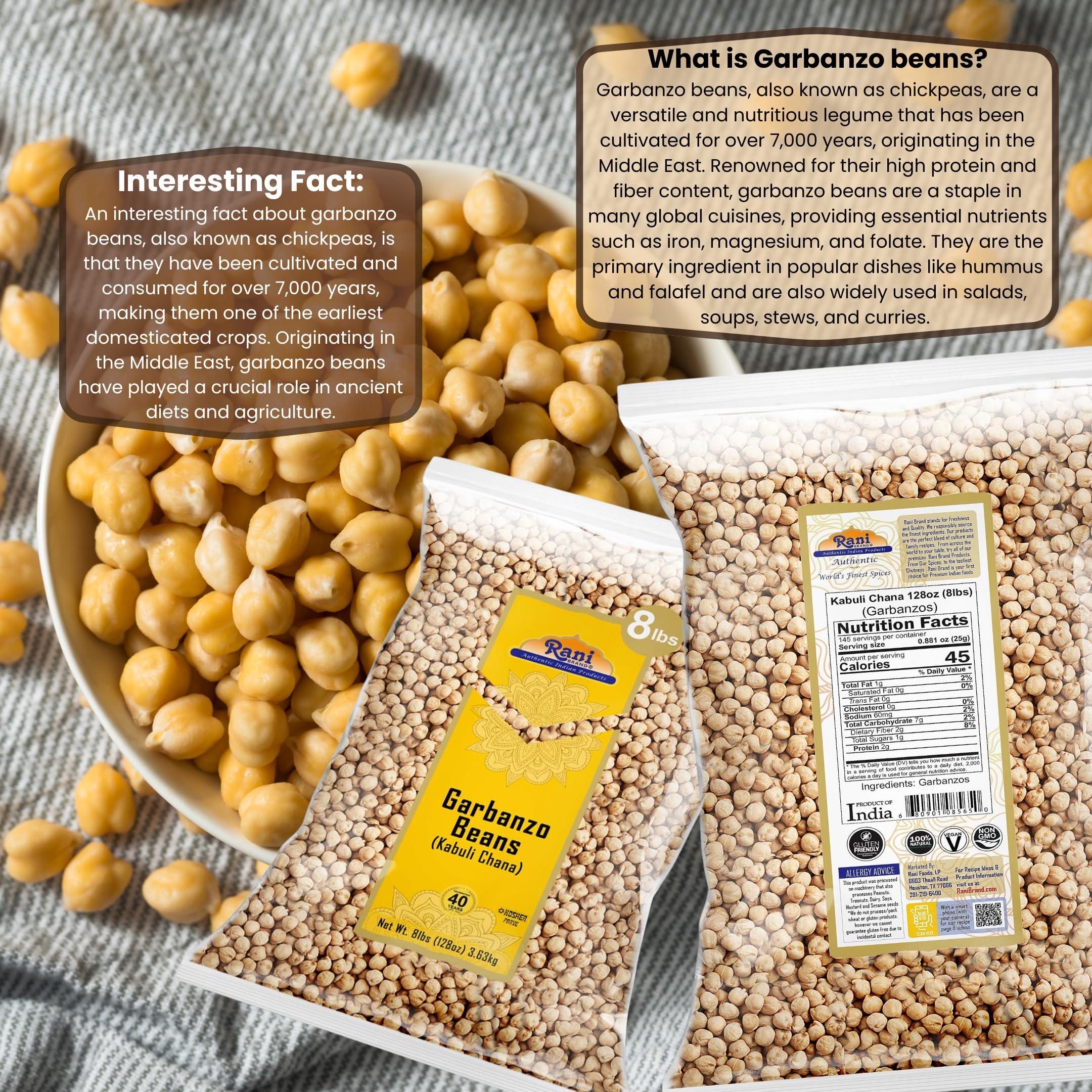 Rani Garbanzo Beans (Kabuli Chana) 128oz (8lbs) 3.63kg Bulk ~ All Natural | Vegan | Gluten Friendly | NON-GMO | Kosher | Indian Origin - Image 4