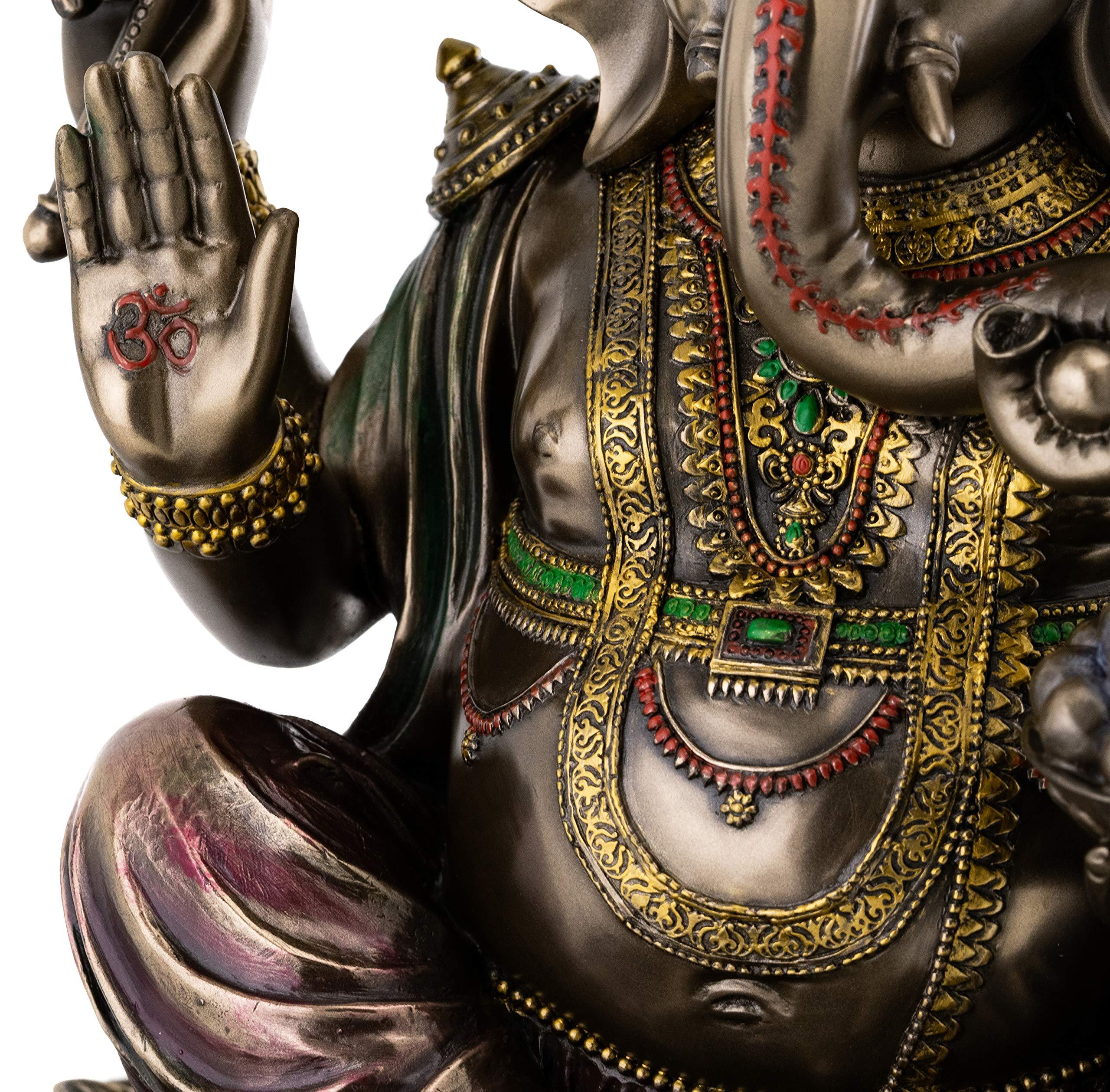 Top Collection Ganesh on Lotus Pedestal Statue - Ganesha Lord of Success and Destroyer of Evil Sculpture in Premium Cold Cast Bronze - 12-Inch Collectible Hindu Elephant Figurine - Image 6