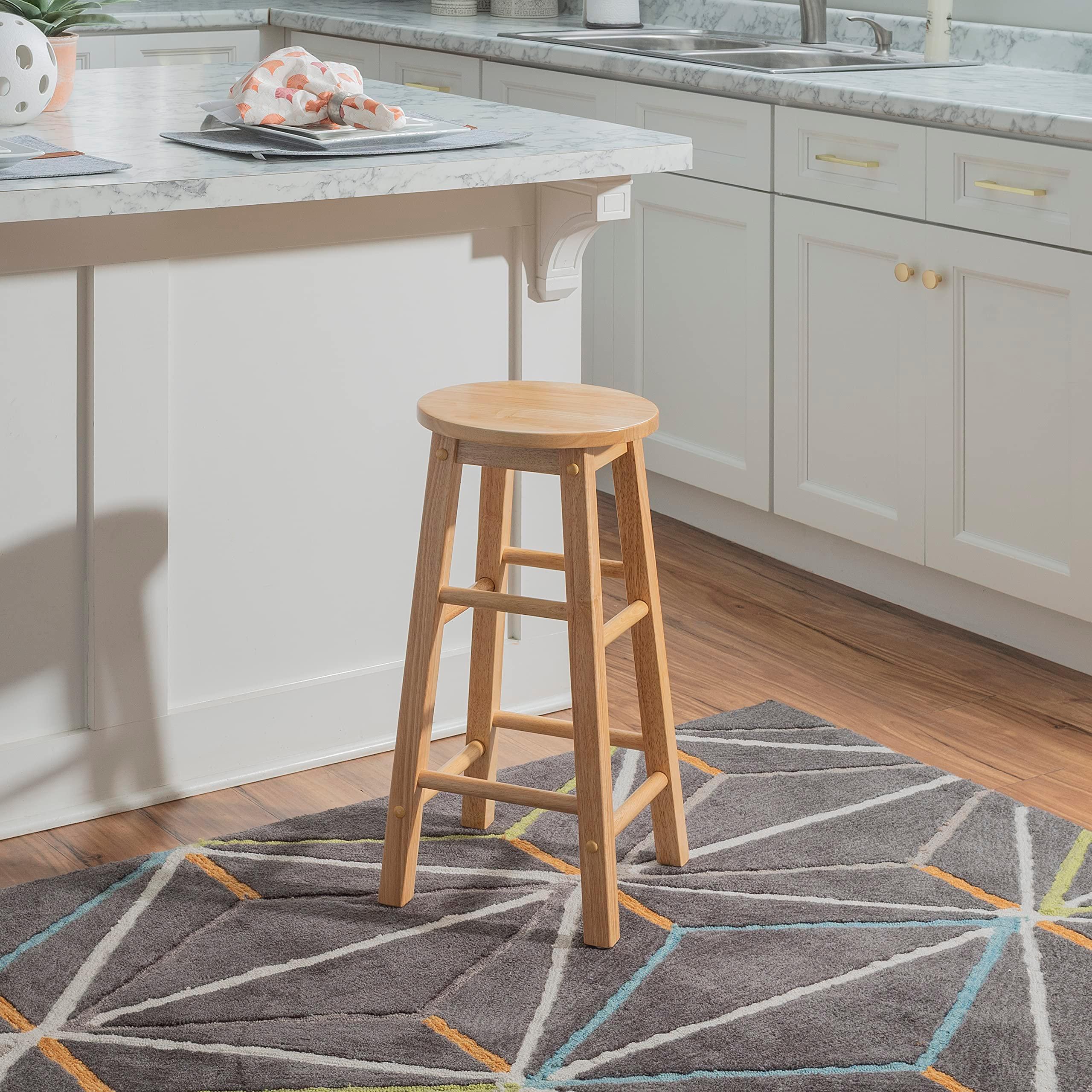 Linon Natural Barstool with Round Seat, 24-Inch - Image 5
