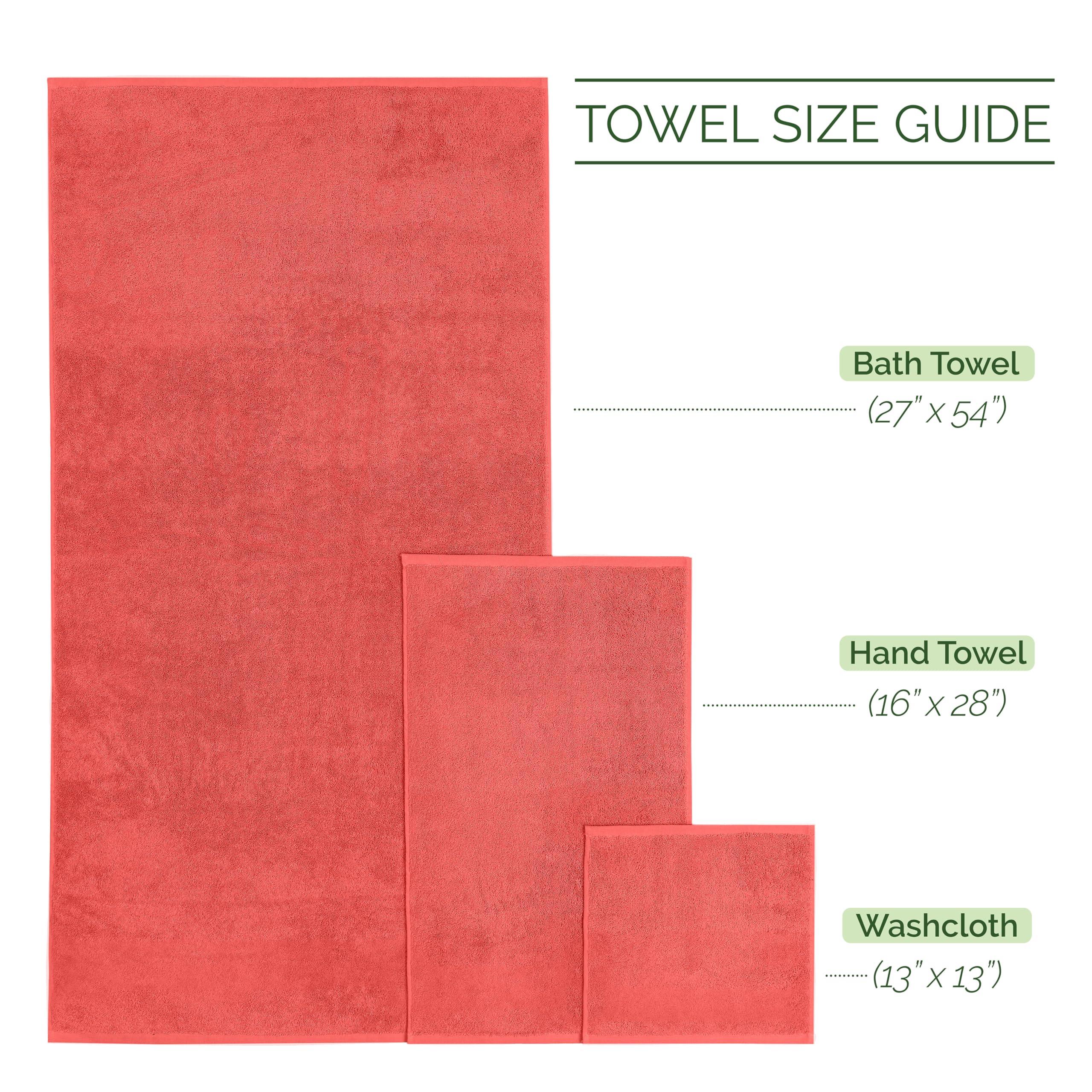 Elegant Comfort 100% Turkish Cotton Corduroy Ribbed Luxury Bath Towels 6-Piece Set, Premium Feel - Quick Dry, Highly Absorbent, Contains 2 Bath Towels, 2 Hand Towels, and 2 Washcloths, Coral - Image 3