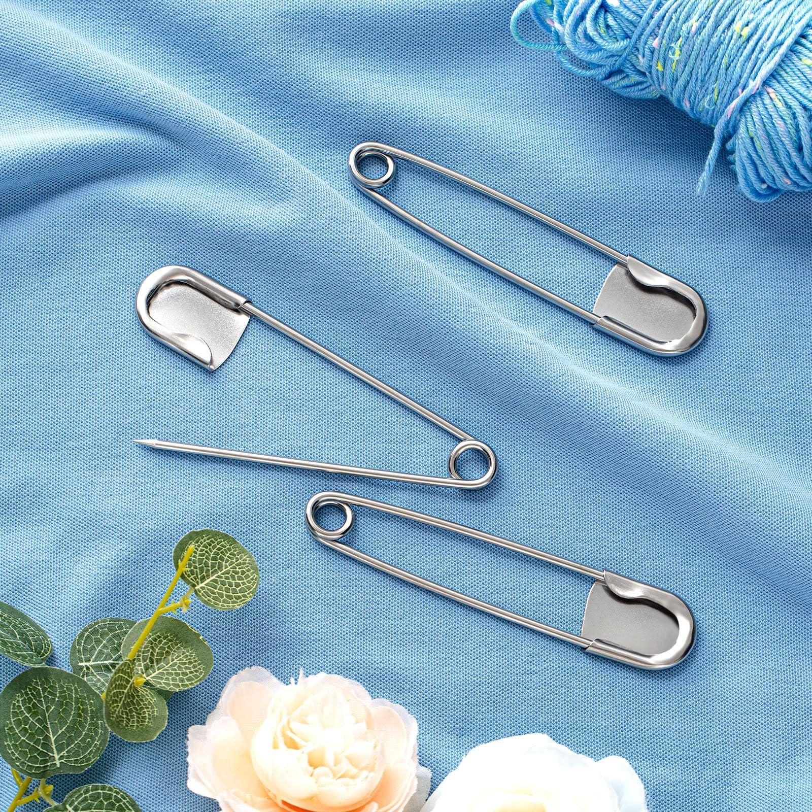 Juexica 10 Pcs 5 Inch Jumbo Stainless Steel Safety Pins Large Heavy Duty Huge Strong Laundry Pins for Upholstery Sewing Quilting Key Rings Craft Outdoor (Silver) - Image 2