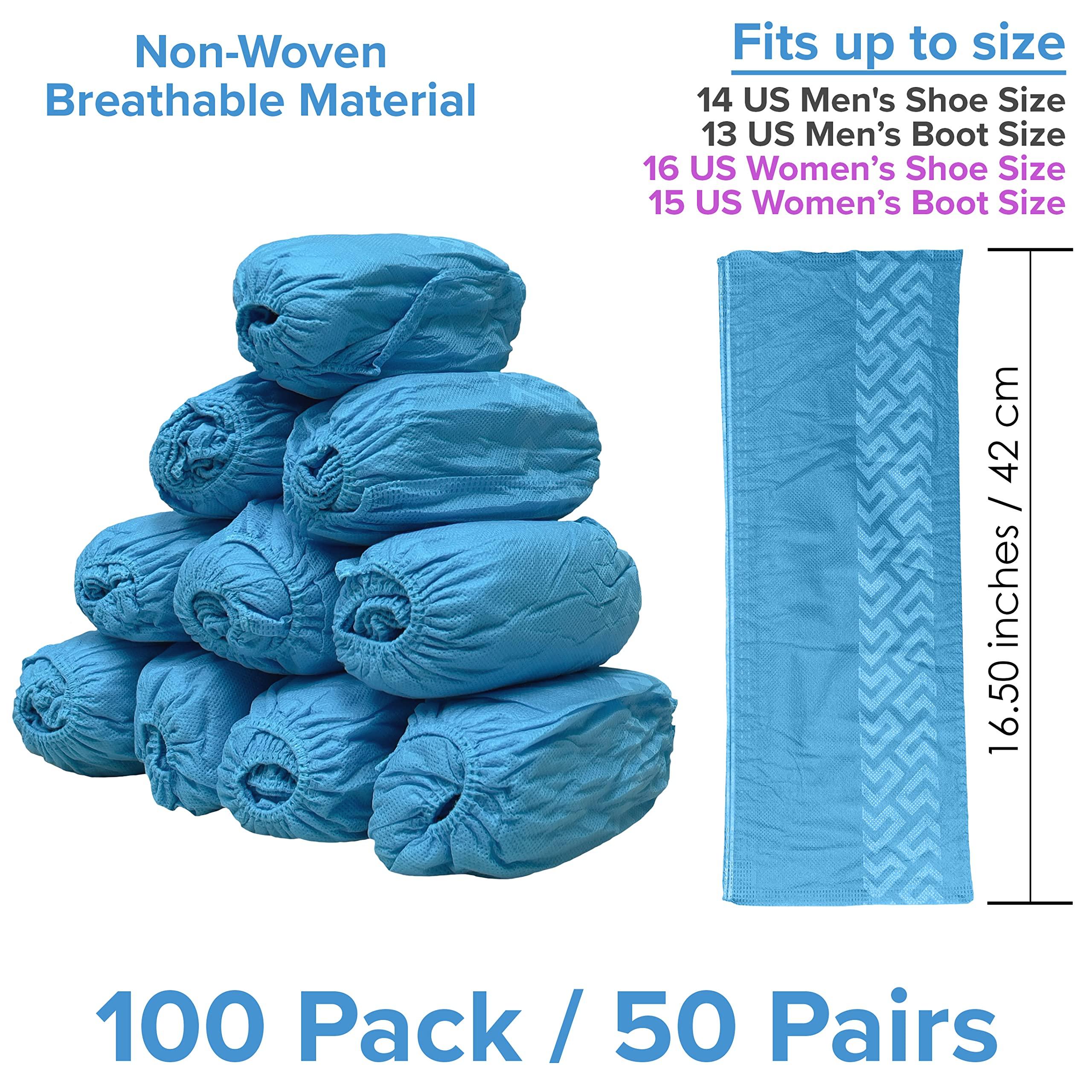 Innovative Haus Blue Indoor Disposable Shoe Covers - Disposable Non Slip Boot Covers - Indoor Reusable Booties - Treads - Water Resistant - 100 Pack, Extra Large - Image 2