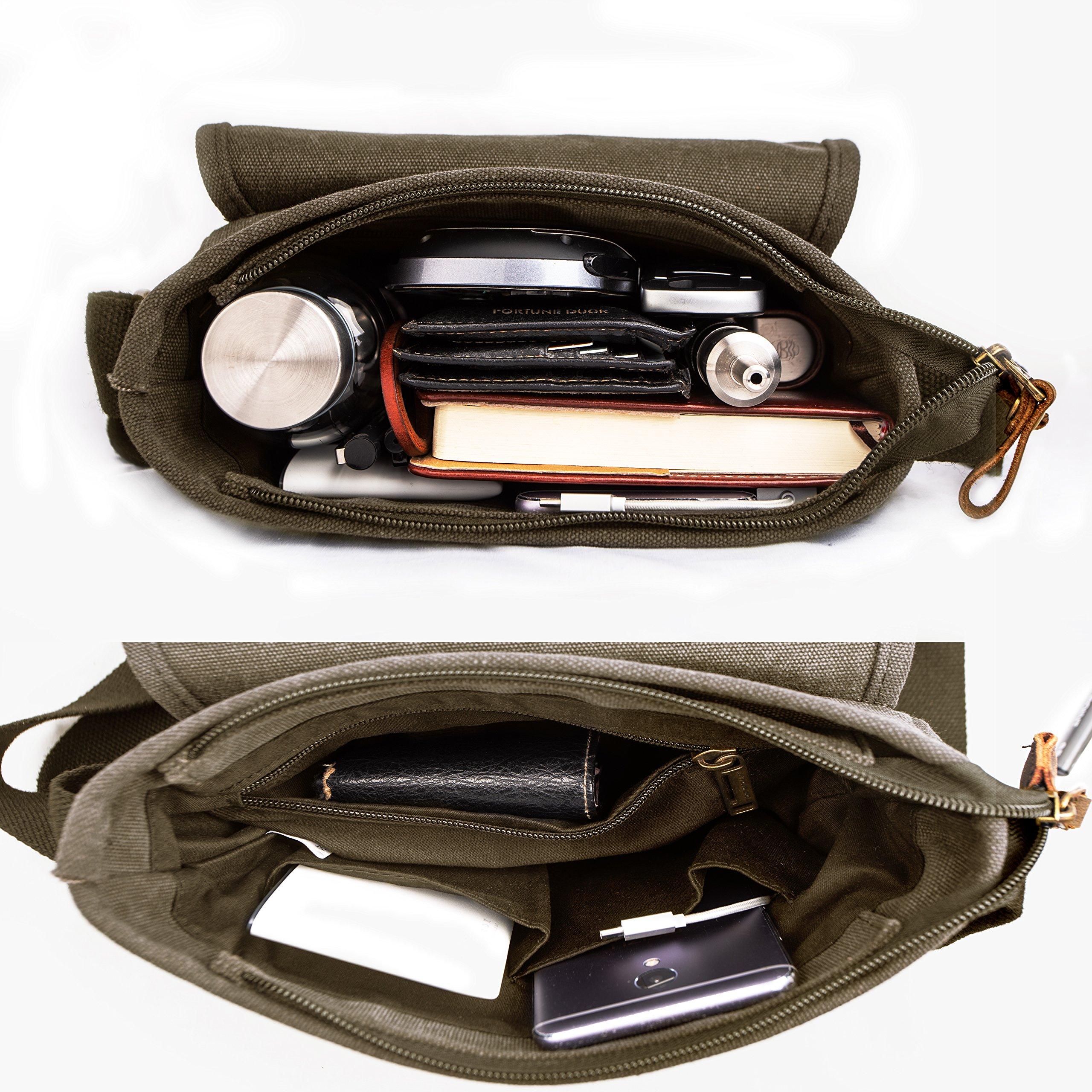 TOPWOLFS Canvas Messenger Bag Small Crossbody Bag Casual Travel Working Tools Bag Shoulder Bag Hold Phone Handset Anti Theft - Image 4