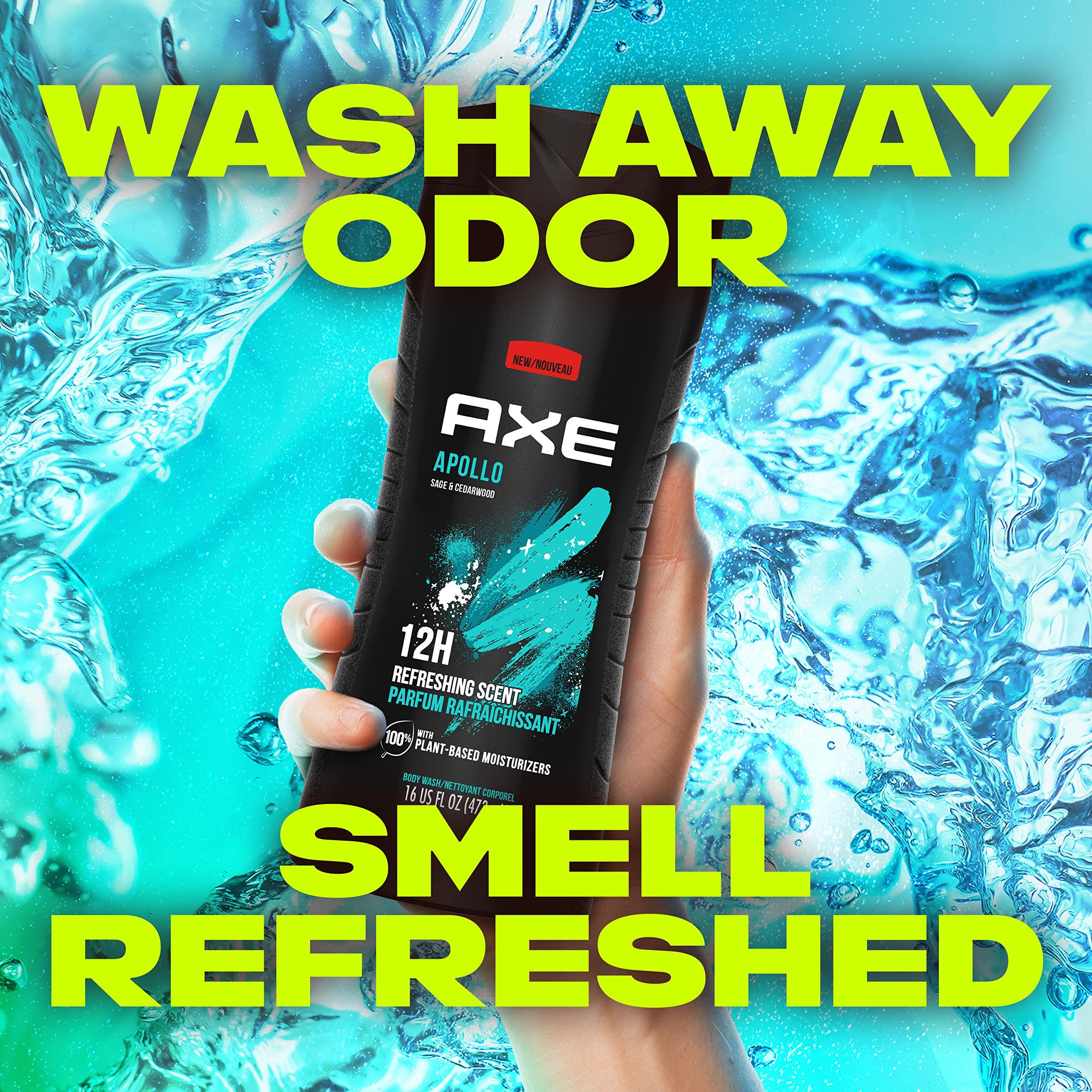 AXE Body Wash Apollo 4 Count for Long Lasting Freshness Sage & Cedarwood Men's Body Wash with Odor-Busting Prebiotics 16 oz - Image 7