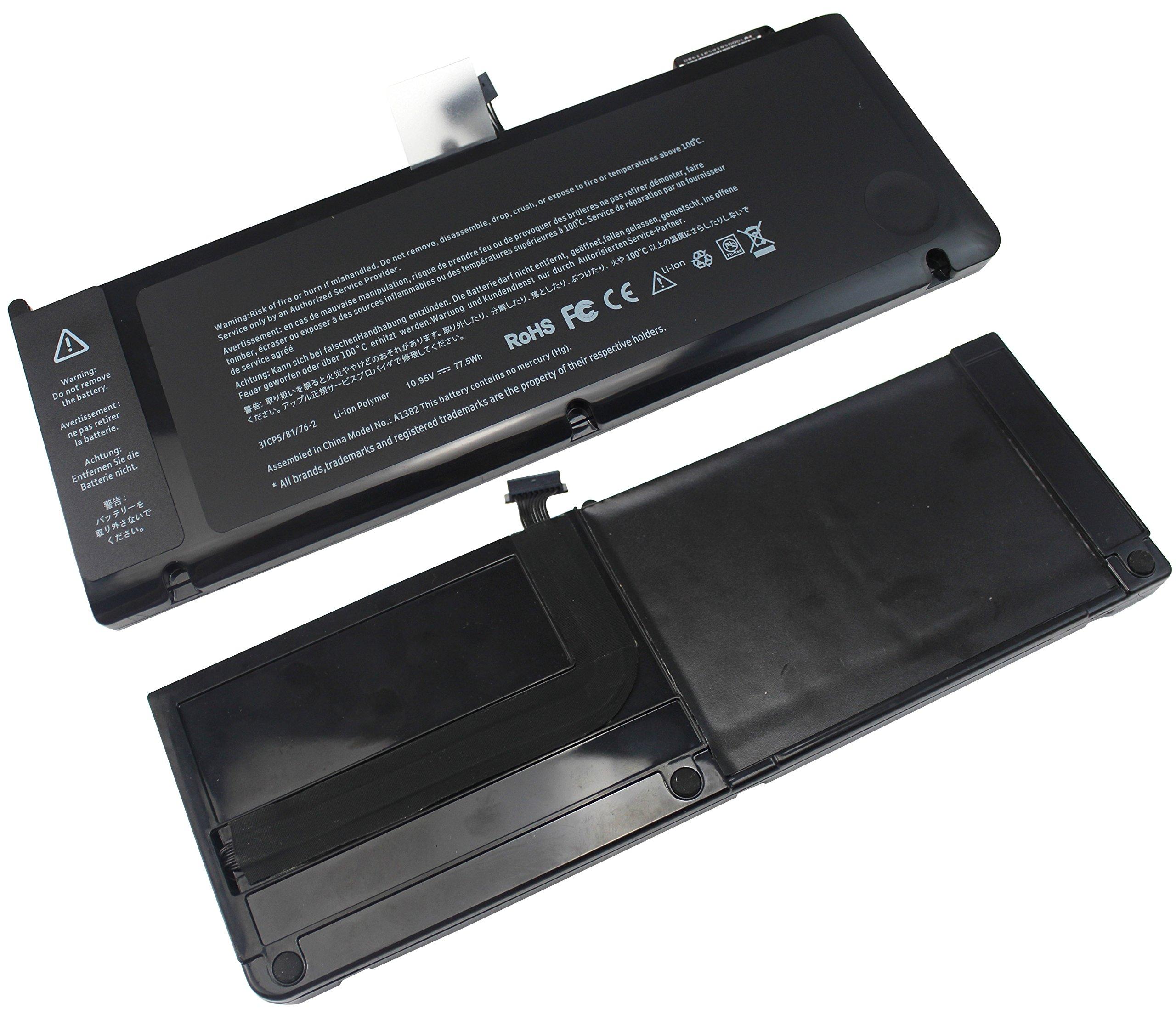 AN·GWEL A1382 Laptop Battery for MacBook Pro 15 inch (only for Early/Late 2011, Mid 2012) A1286 MC721LL/A MC723LL/A 661-5844 020-7134-A[10.95V 77.5WH] - Image 2