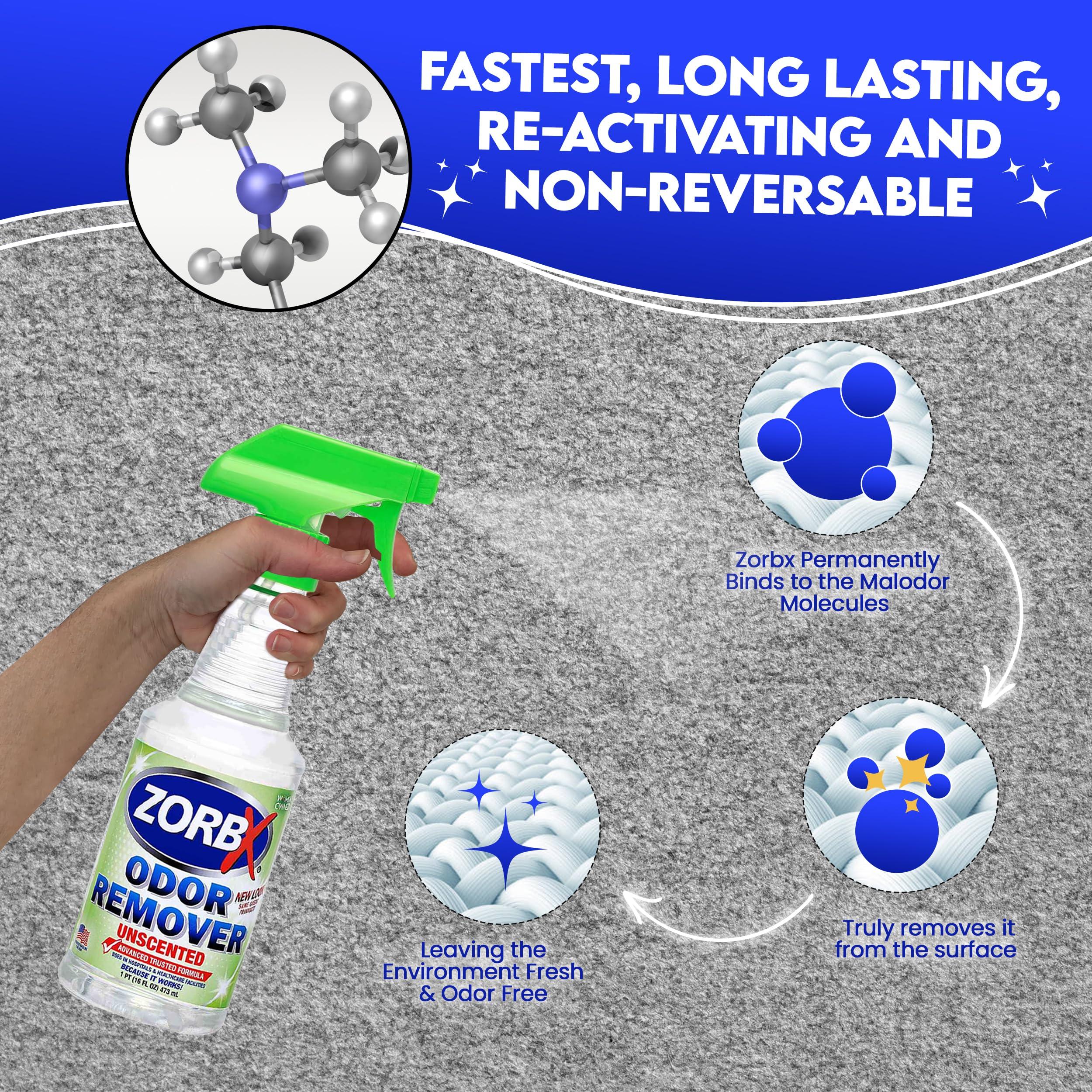 ZORBX Unscented Odor Eliminator for Strong Odor 16 Fl Oz - Used in Hospitals & Healthcare Facilities - Advanced Trusted Formula, Fast-Acting Odor Remover Spray for Dog, Cat, House & Carpet - Image 9