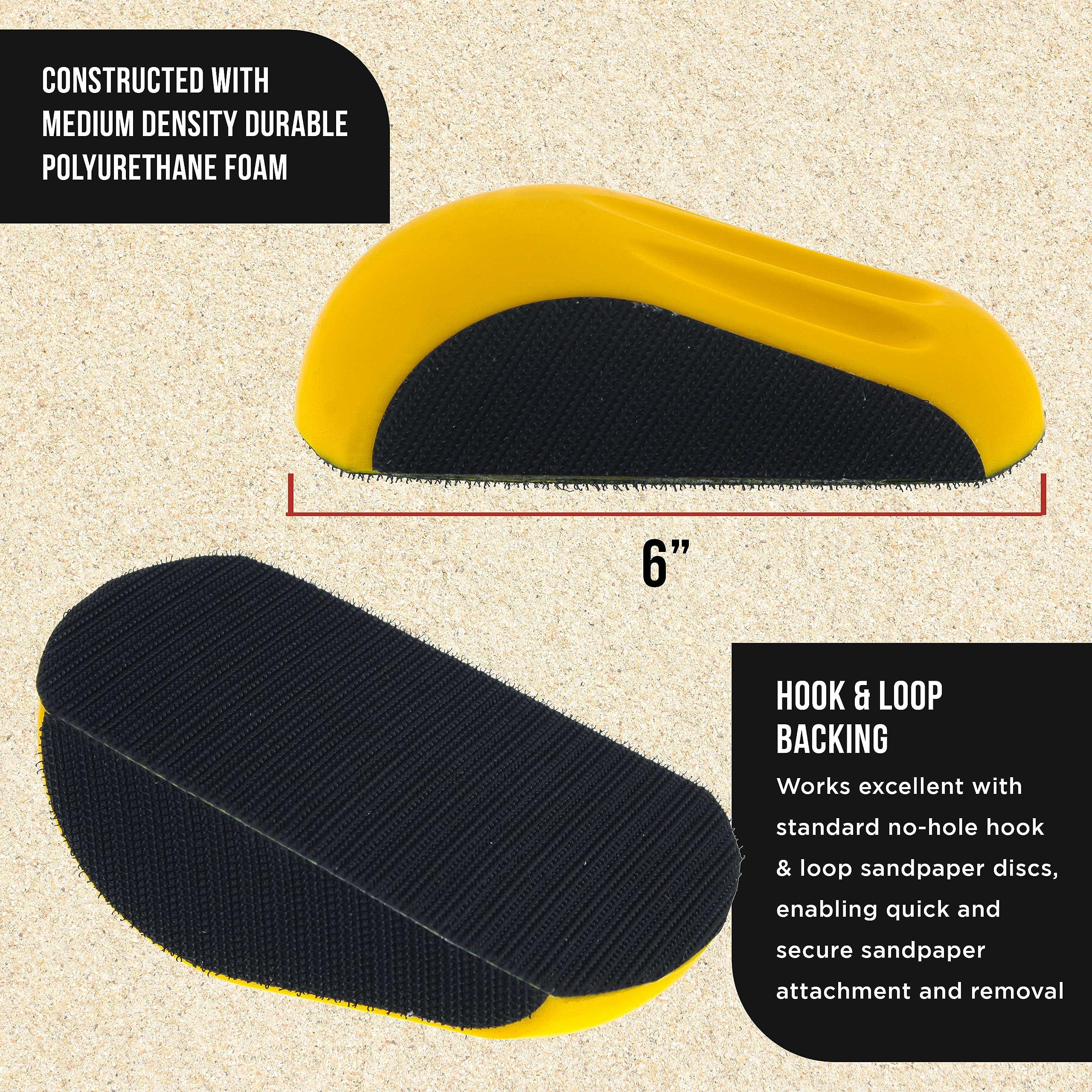 Dura-Gold Pro Series 6" Mouse-Shaped Hand Sanding Block Pad for Hook & Loop and PSA 6" DA Sanding Discs, 2 Pack - 2-Way Adapter Pad to Use PSA Sandpaper - Automotive Car Sand Woodworking Furniture - Image 3