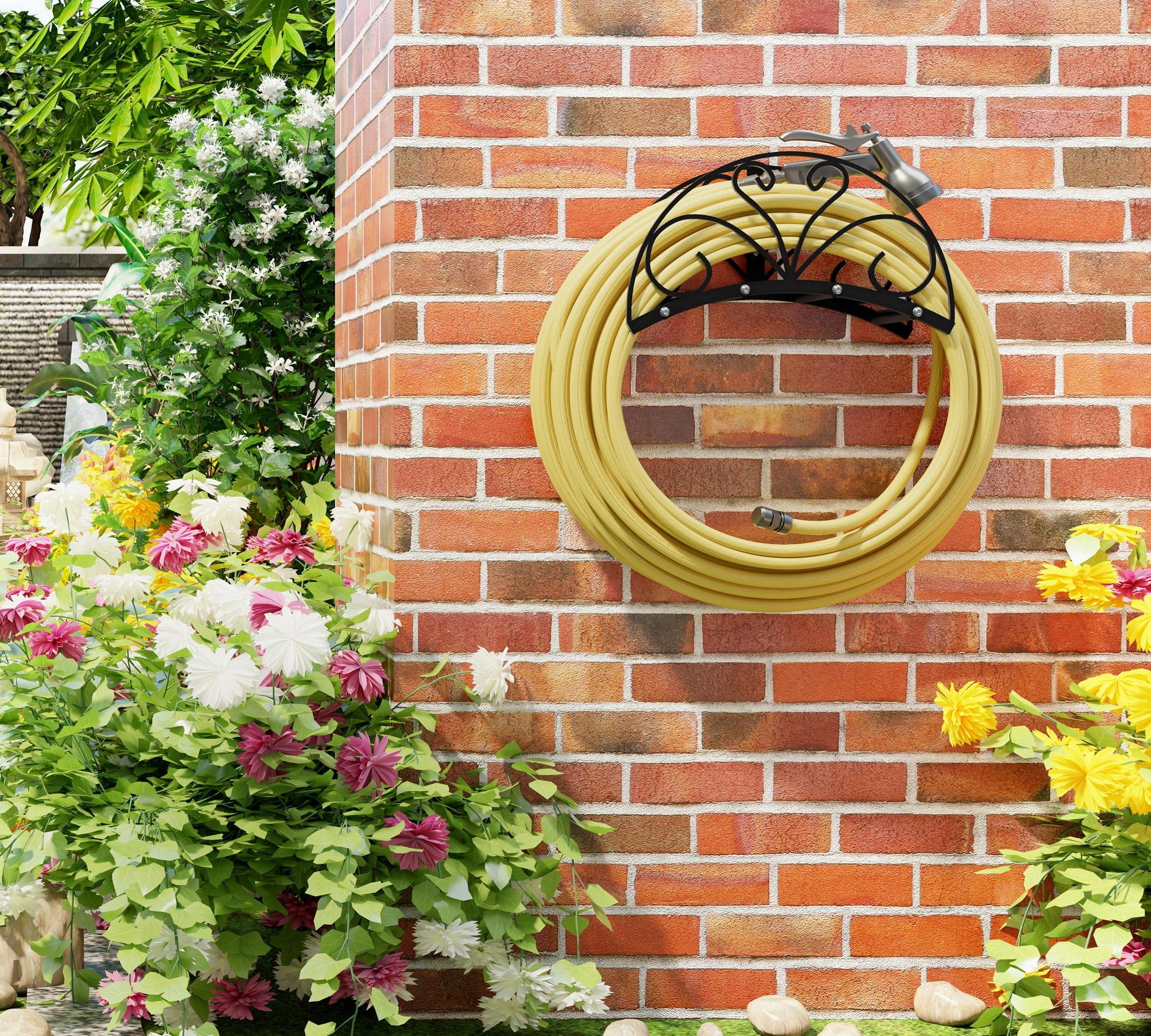 Fire Beauty Hose Holder,Water Hose Holder,Solid Metal Hose Hanger,Wall Mount Decorative Garden Hose Storage,Hose Reel Hose Organizer for Outside Yard - Image 2