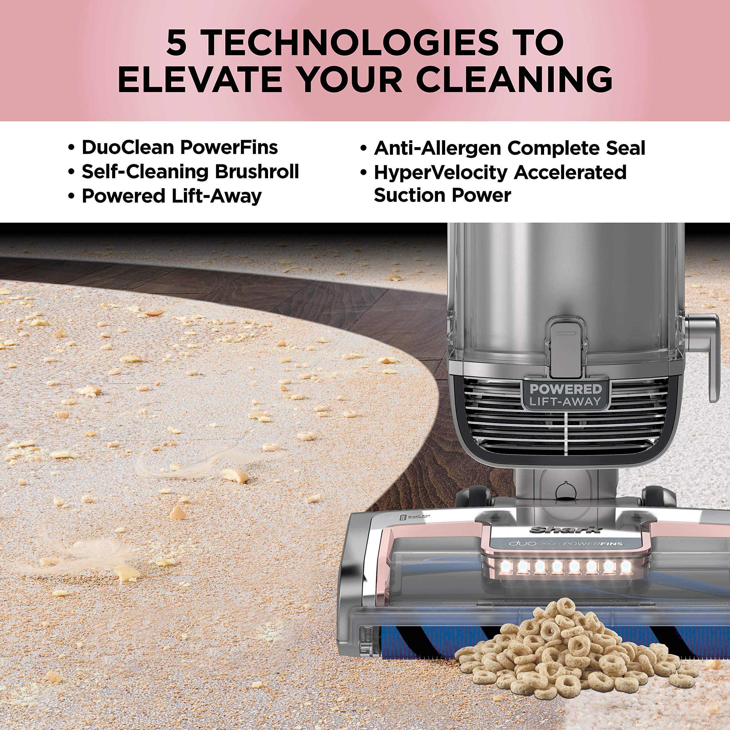 Shark AZ2002 Vertex DuoClean PowerFins Upright Vacuum with Powered Lift-Away Self-Cleaning Brushroll and HEPA Filter, 1 Quart Dust Cup Capacity, Rose Gold (Renewed) - Image 3