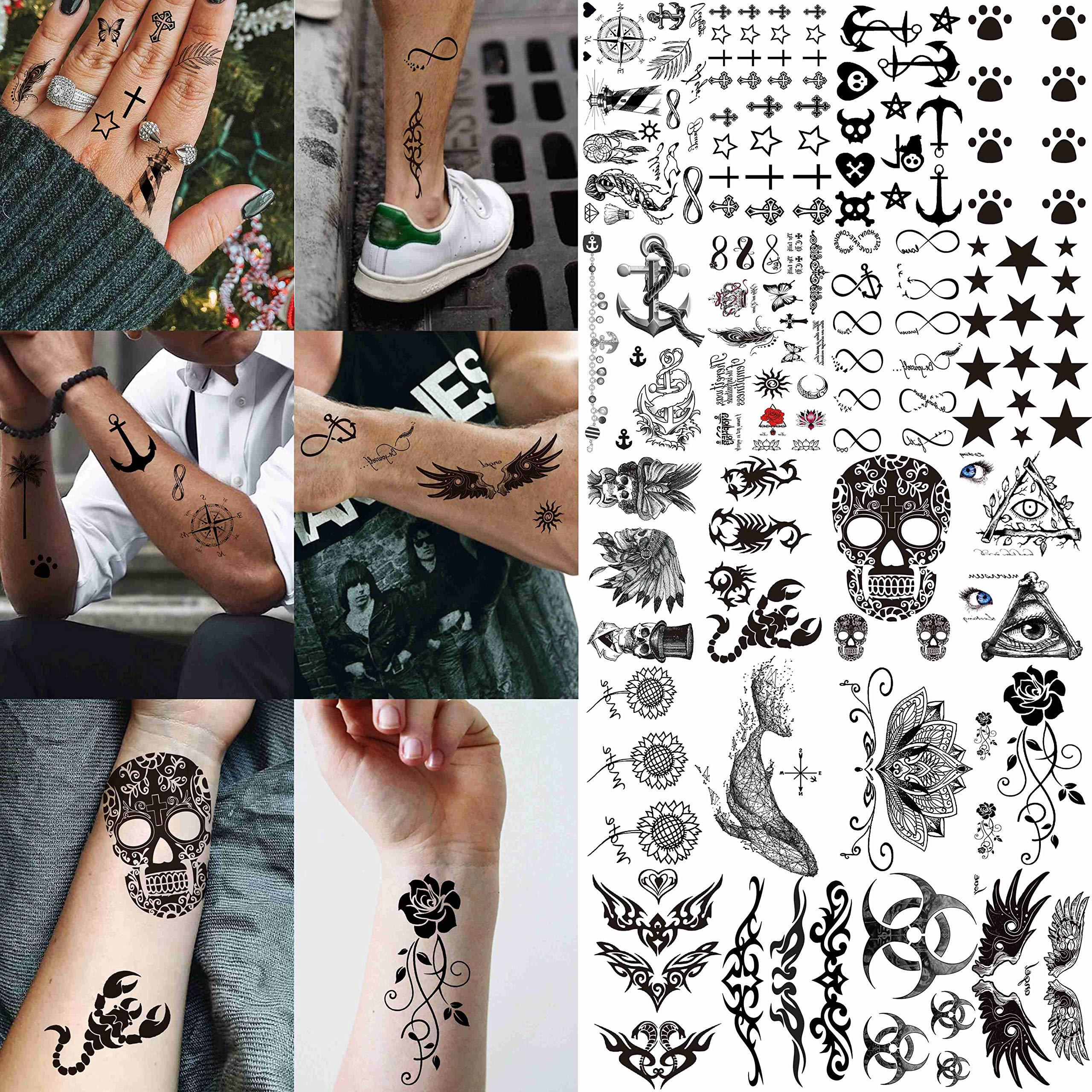 VANTATY 50 Sheets Black Temporary Tattoos For Men Adults Ealge Dragon Lion Wolf Animals For Women Neck Arm Thigh, Fake Small Skull Tattoo Sticker For Kids Children Boys Girls Tatoos - Image 6