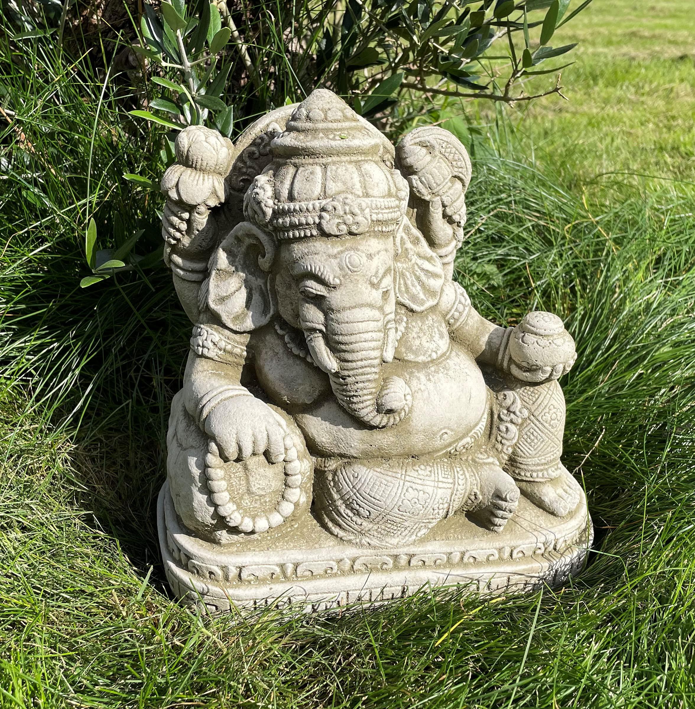Reconstituted Stone Reclining Ganesh Statue | Vintage Oriental Garden Ornament - Image 3